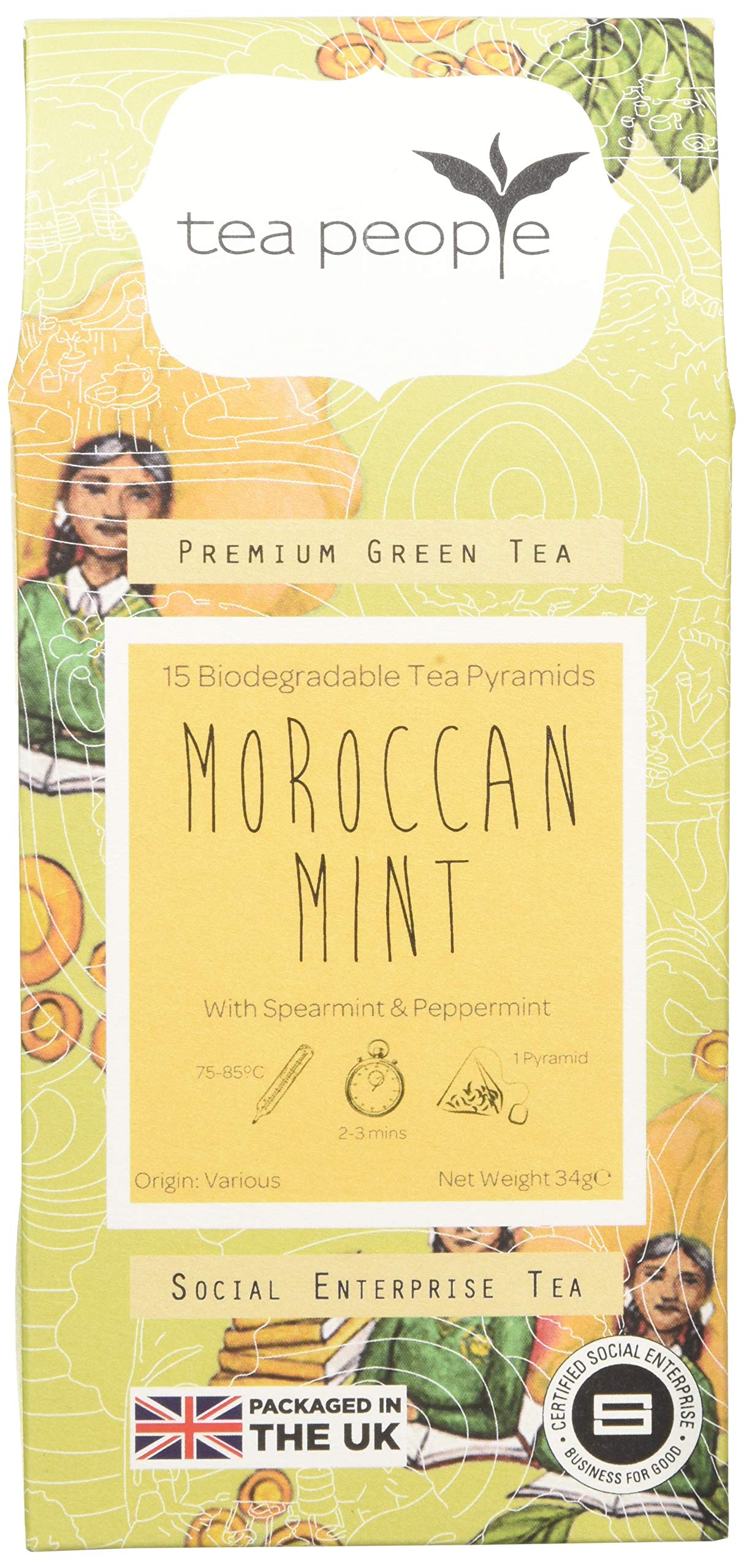 Tea People Moroccan Mint, 15 Tea Pyramids in Retail Pack, MM-15TP