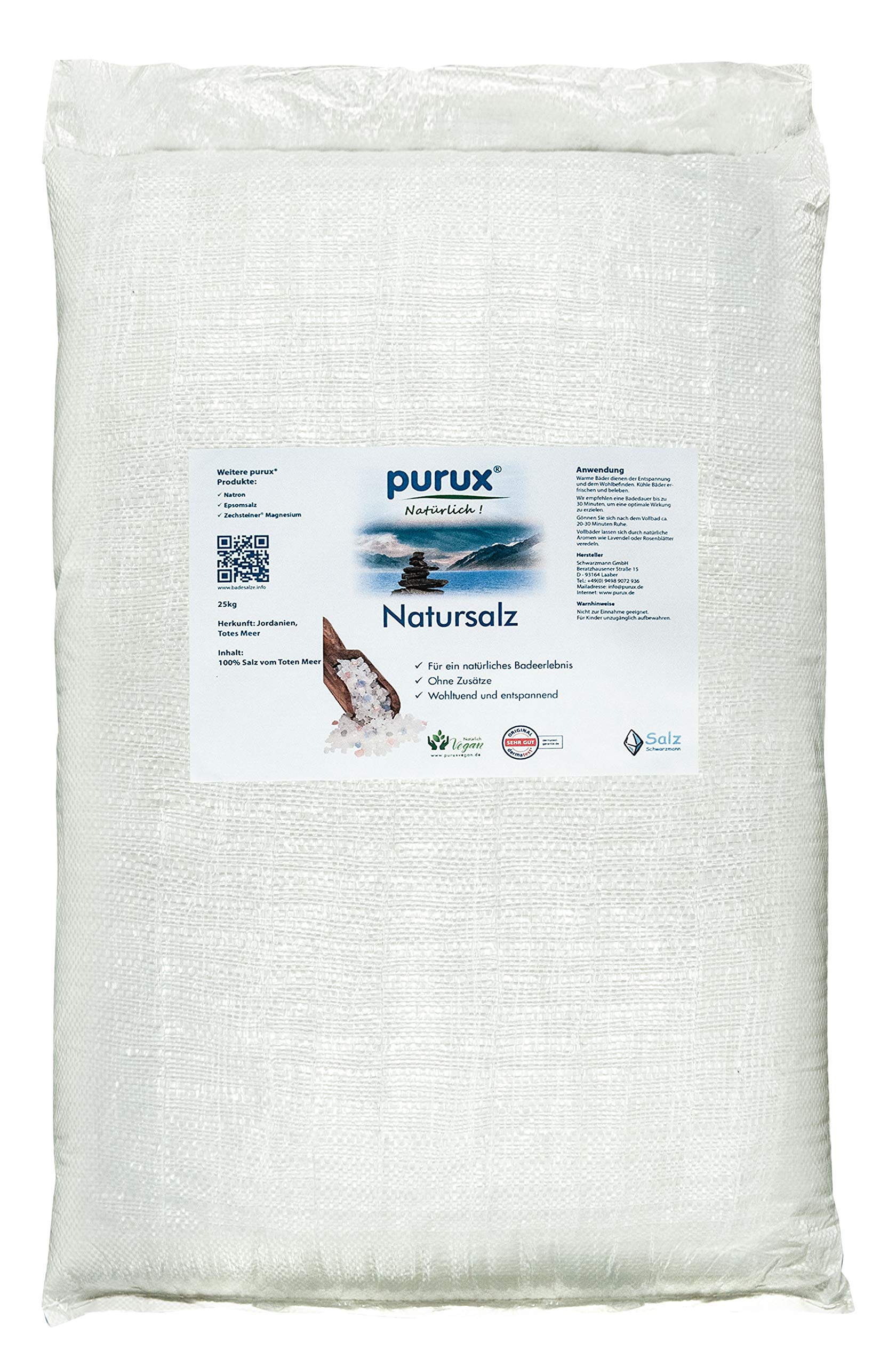 purux Totes Meer Salz Direktsalz 25kg grob Natursalz absolut naturbelassen Jordanien Salz