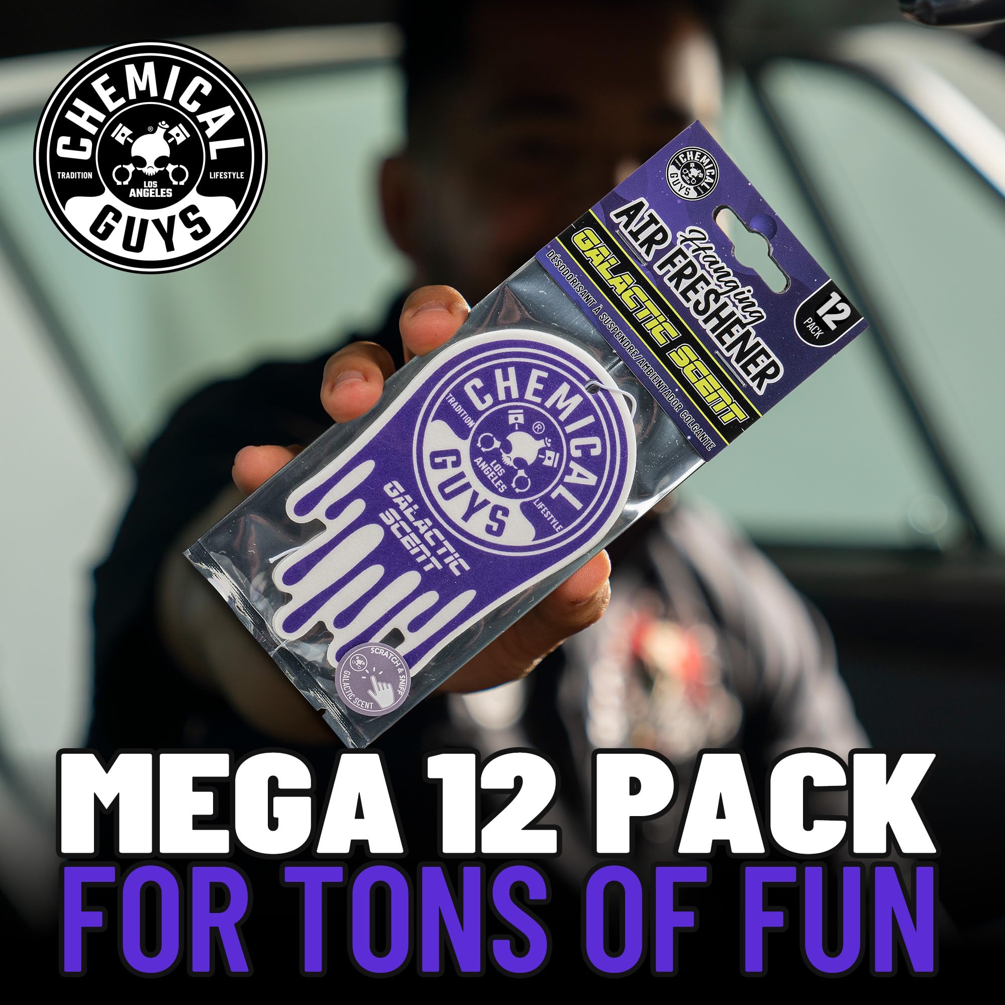Chemical Guys Hanging Air Freshener Galactic Scent 12 Pack Great for Cars Trucks SUVs RVs Home Garage Workspace — view 3