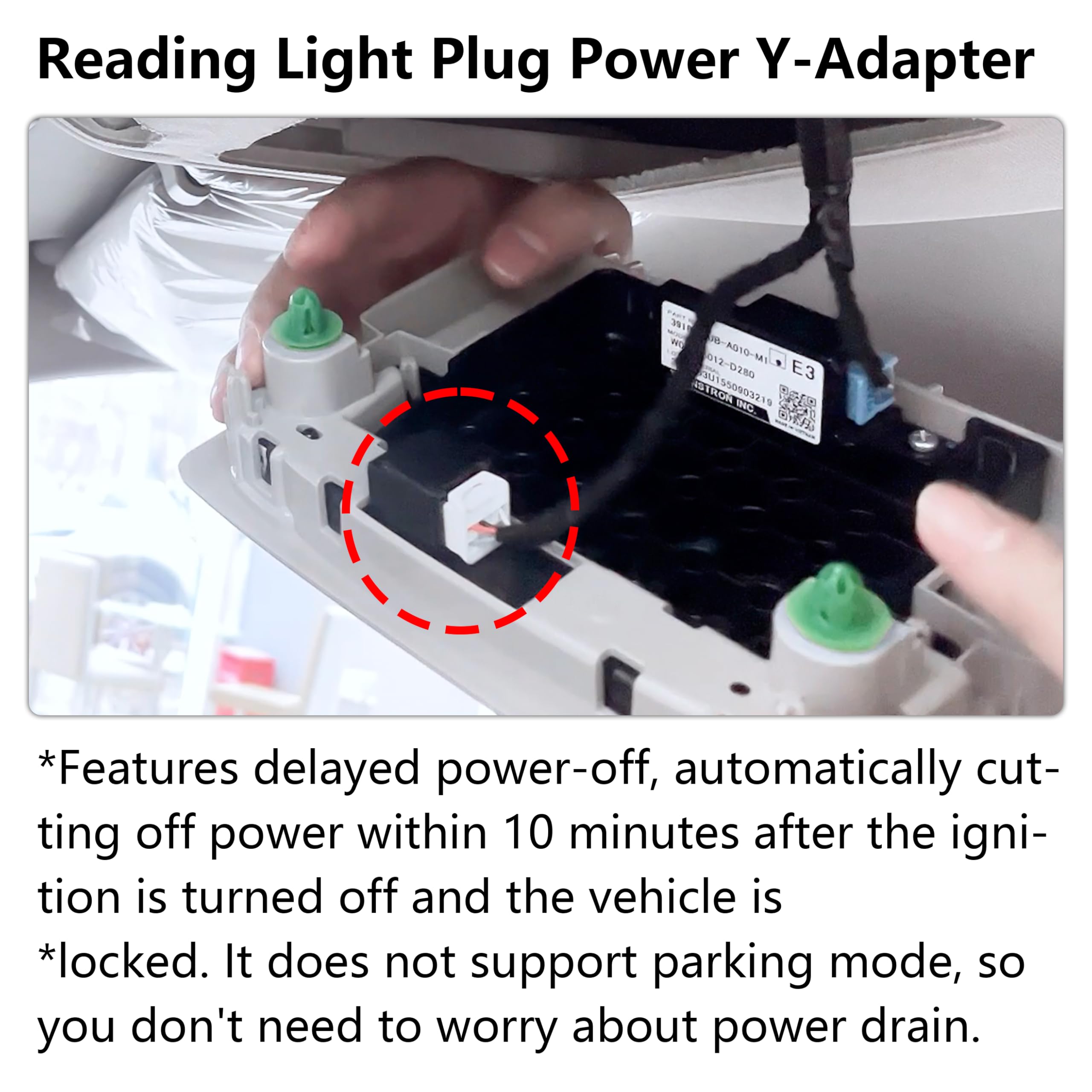 Dashcam Power Adapter 8 Pin (Model A) Custom for Honda Civic CR-V Accord HRV and More,Hide The Wires, GPS Radar Mirror Camera Dash Cam Adapter Cable,Connects to Overhead Console(Hidden)