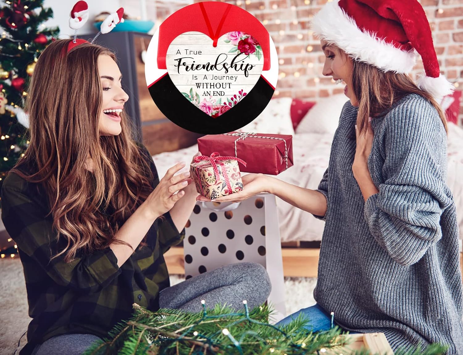 FaCraft Friendship Christmas Ornaments for Women Friends - 2025 Friends Ornament for Christmas Tree Decorations A True Friendship is a Journey Without an End Xmas Keepsake Friends Birthday Gifts - Image 4