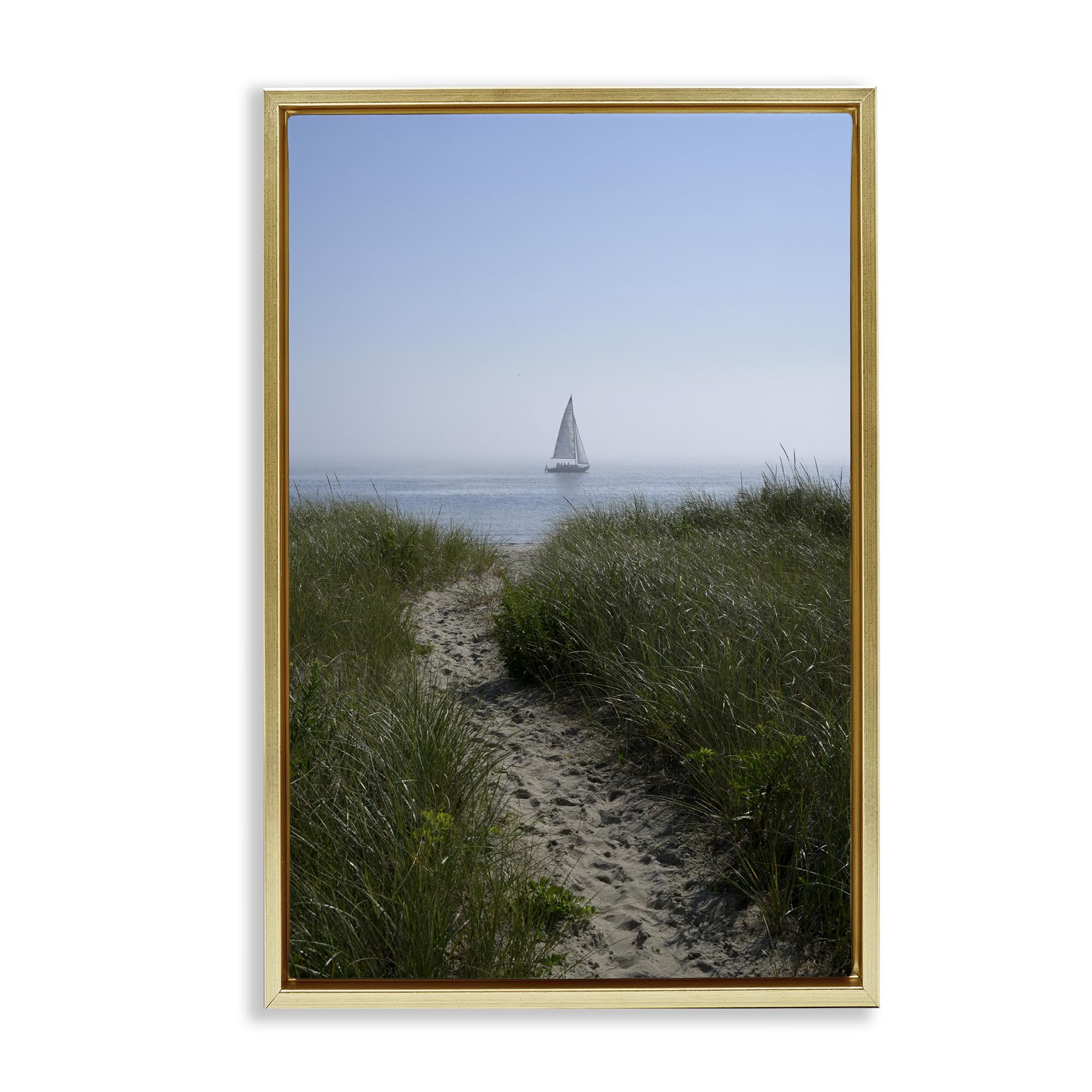 Stupell Industries Metallic Gold (Matte) 'Path To Morning Sail'| Floating Frame Canvas Art