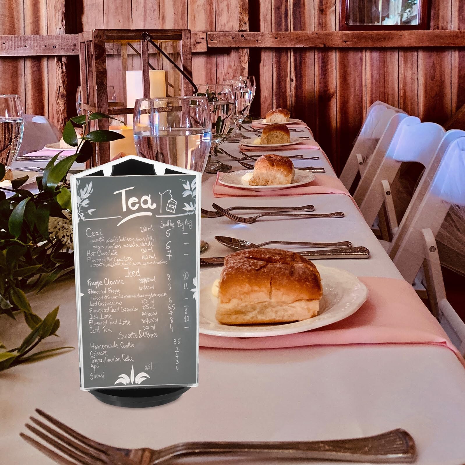 SEWACC 5 Stück Drehbarer Acryl Tischaufsteller Drehbar Stabiles Design Menühalter für Restaurants Büro Preisschilder Flyer Präsentation Langlebig Transparent