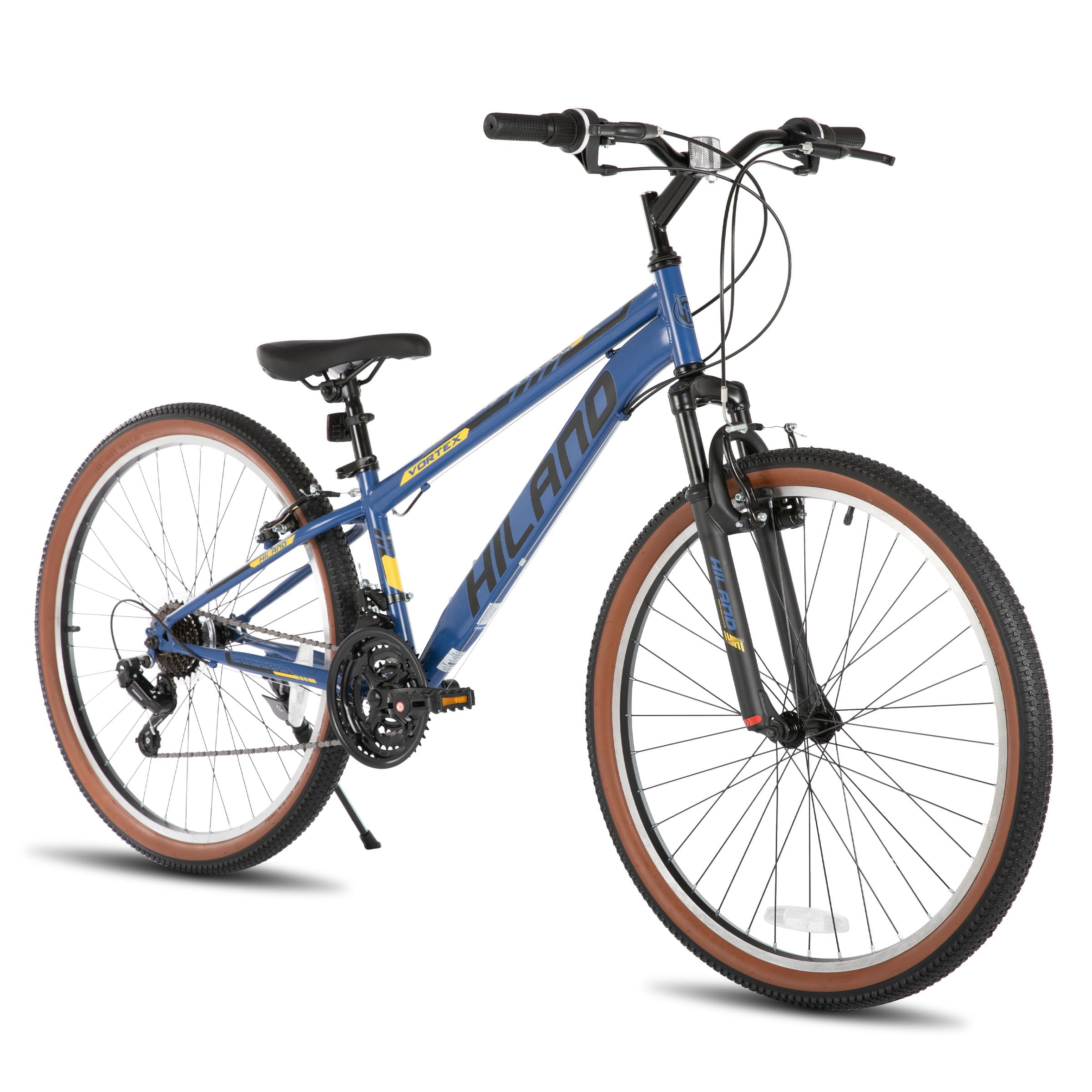 HILAND 26 Inch Mountain Bike for Mens and Womens, 21 Speeds Mountain Bicycle, High-Tensile Steel Frame, V Brake, Hardtail MTB for Adults Blue