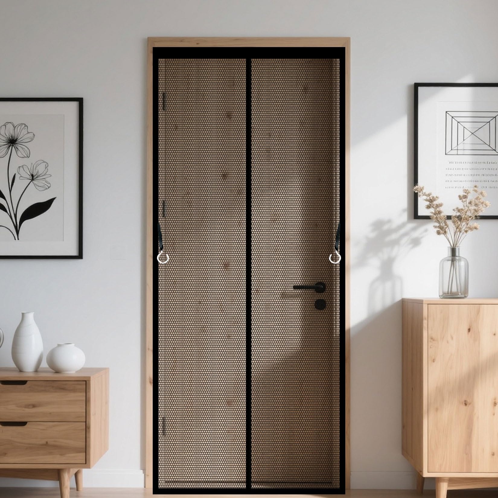 Liujyuan Black Magnetic Screen Door 63 X 153 Cm With Magnets, Magic Tapes, Polyester Fly Screens Doors Nets Without Drilling, Heavy Duty For Living Garage Doors,