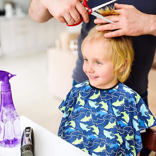 Miniatura 6 de 2 piezas de corte de pelo para niños, capa impermeable de corte de pelo, delantal de peluquería para niños, vestido de peluquería para corte de