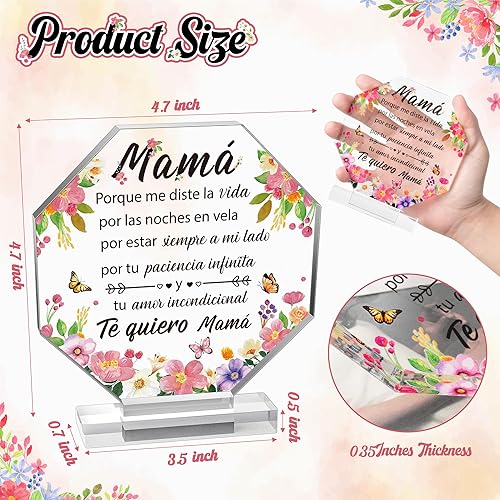 Miniatura 2 de Yopyame Regalos de Cumpleaños para Mamá en Español - Regalos para Mamá de Acrílico para Decoración de Escritorio de Oficina Recuerdos Pesos de Papel