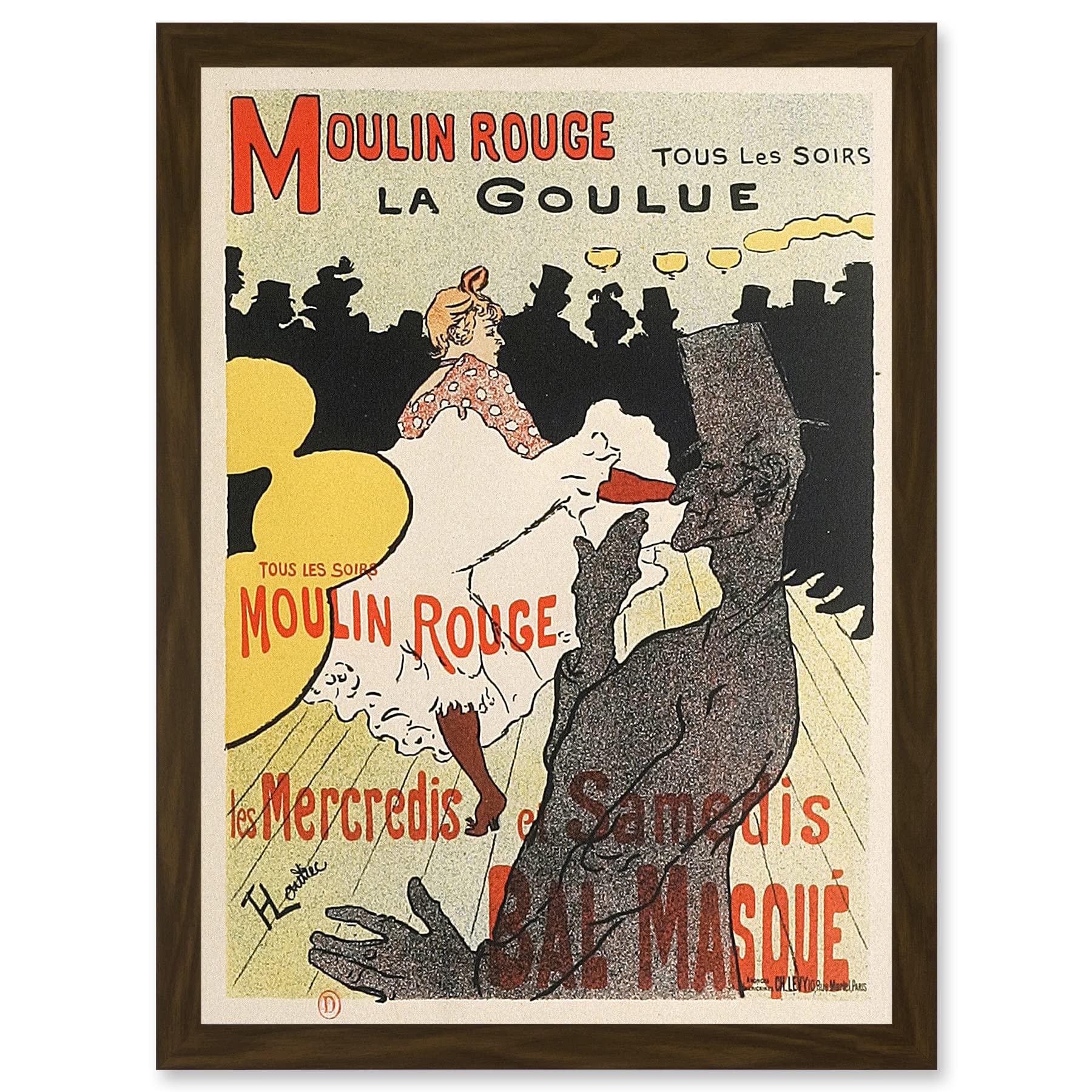 Framed Art Print - Toulouse-Lautrec Dancer La Goulue Moulin Rouge Vintage French Advert Artwork - A4