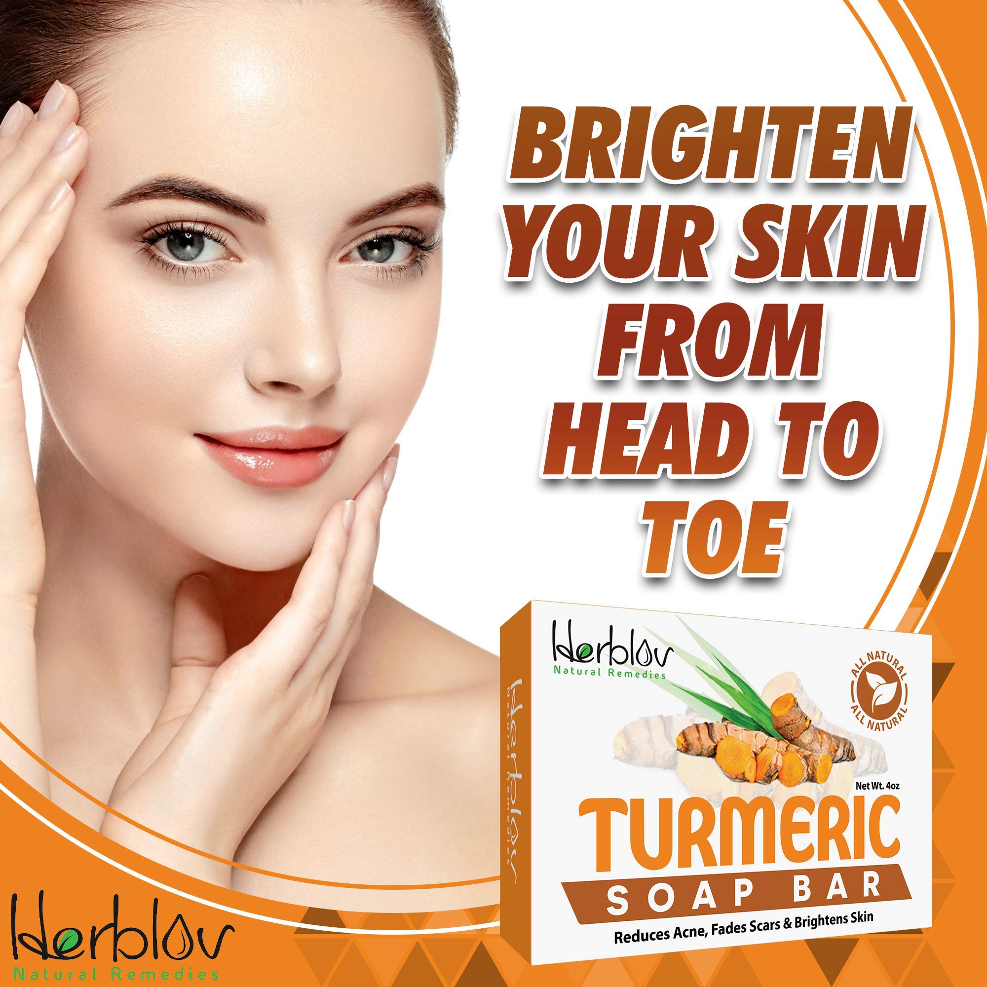 Herblov Turmeric Soap Bar for Face & Body Natural Turmeric Skin Soap