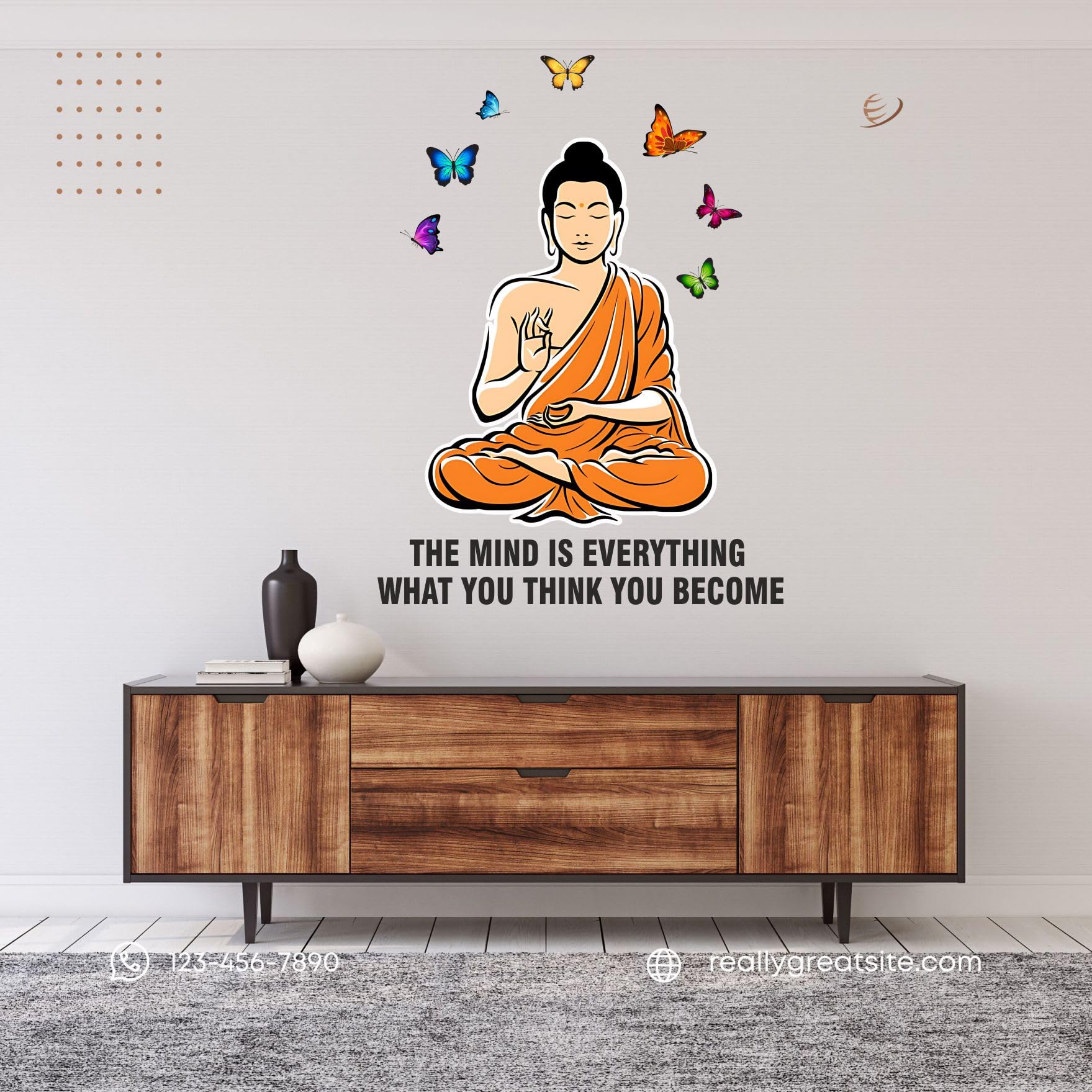 Peaceful Buddha and Quote on Mind Wall Sticker for Home Living Room (Size 68 X 51CM) (B0D844369W) Amazon Price History, Amazon Price Tracker