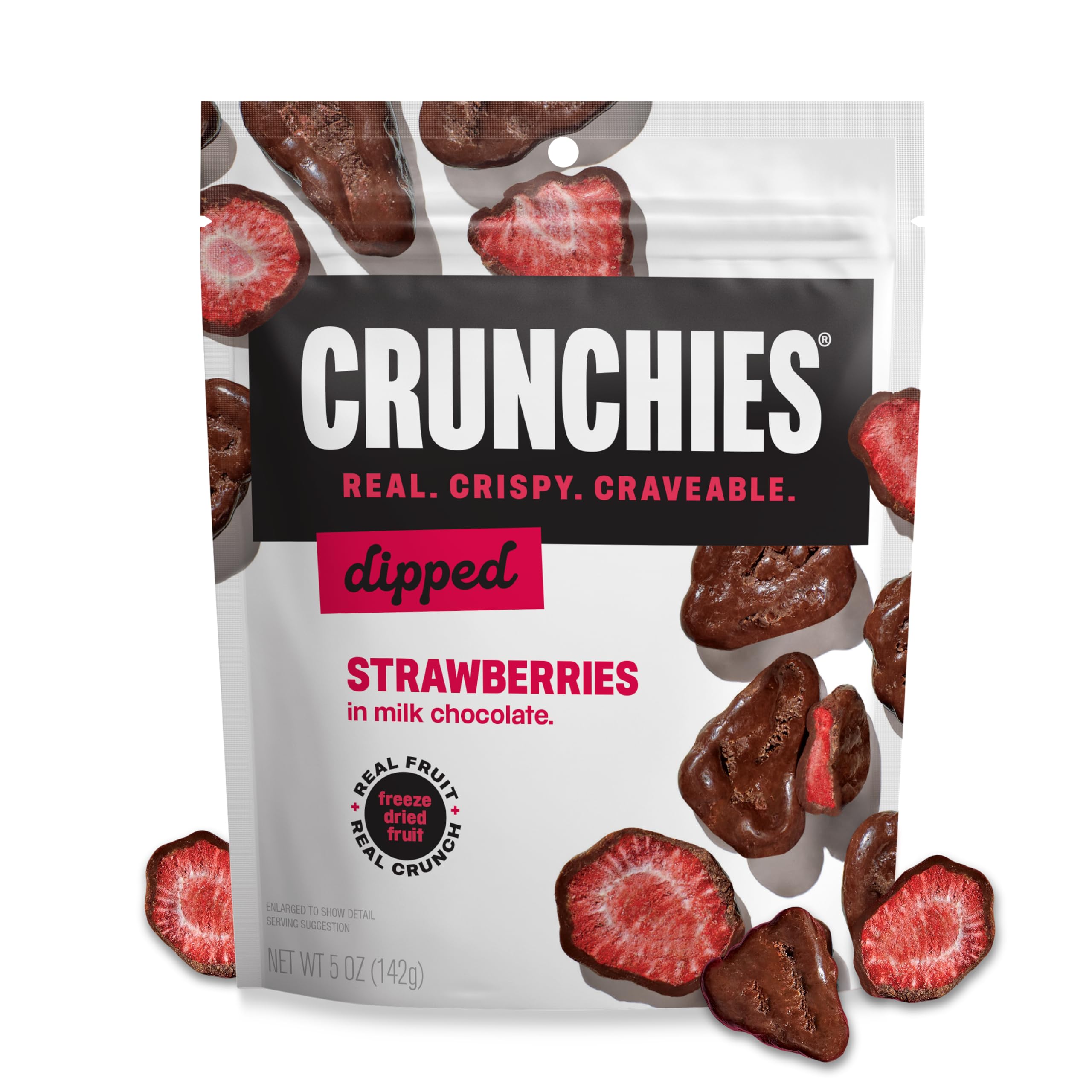 Crunchies Freeze-Dried Strawberry in Milk Chocolate, 5 Ounce (6 Pack)