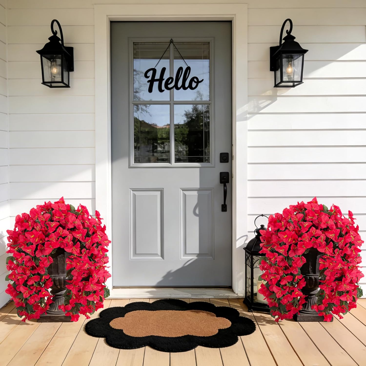 Fake Bougainvillea Artificial Flowers for Outdoors Decoration 2 pcs Faux Hanging Flowers Plants for Outdoor Planters UV Resistant Silk Bougainvillea Vines for Front Door Porch Urn Patio Garden