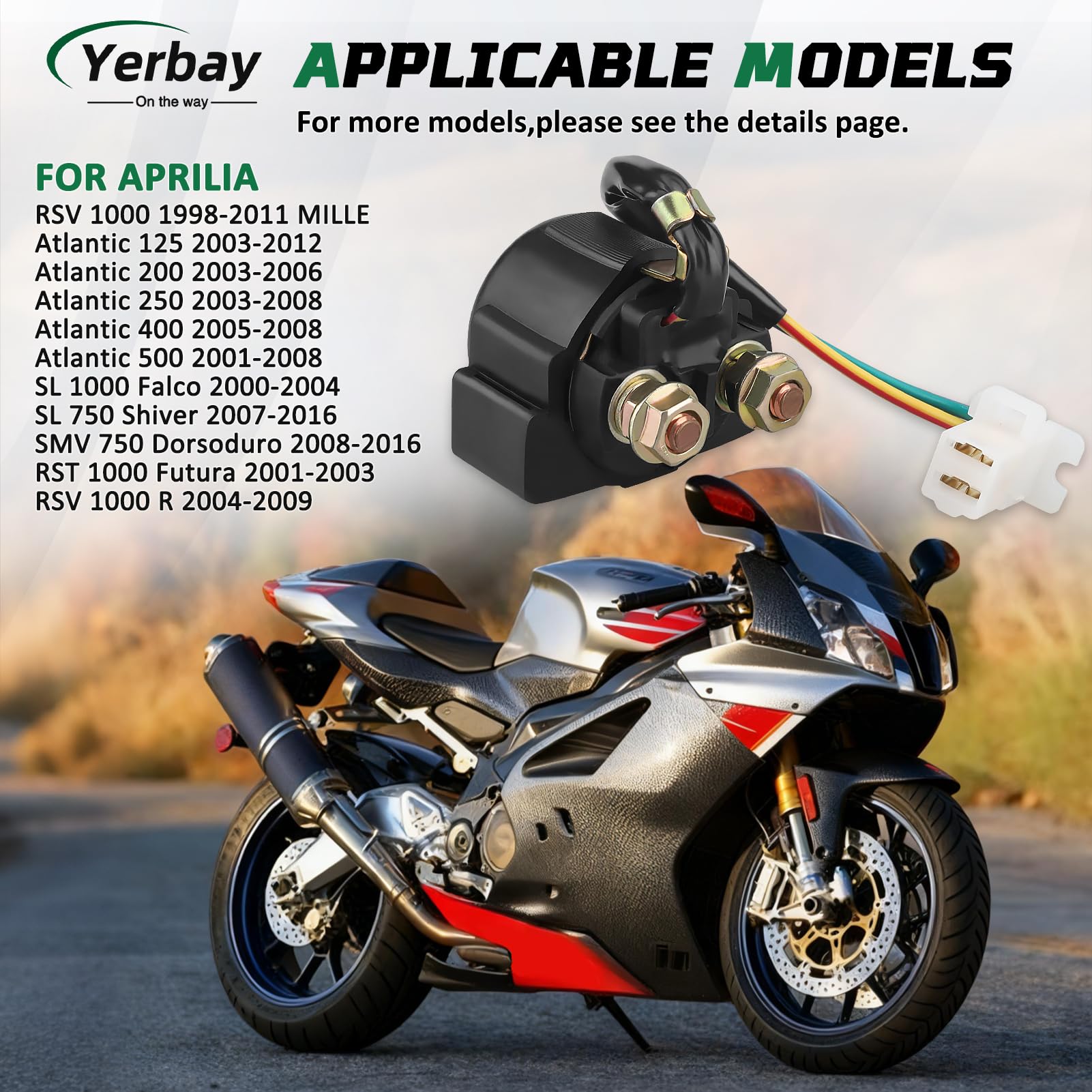 Relé de Motor de Arranque para APRILIA RSV 1000 1998-2011 MILLE AP8112927