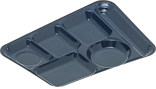 Miniatura 4 de Carlisle FoodService Products Bandeja de plástico para comida zurda, bandeja pesada para almuerzo con 6 compartimentos para escuelas, cafeterías y