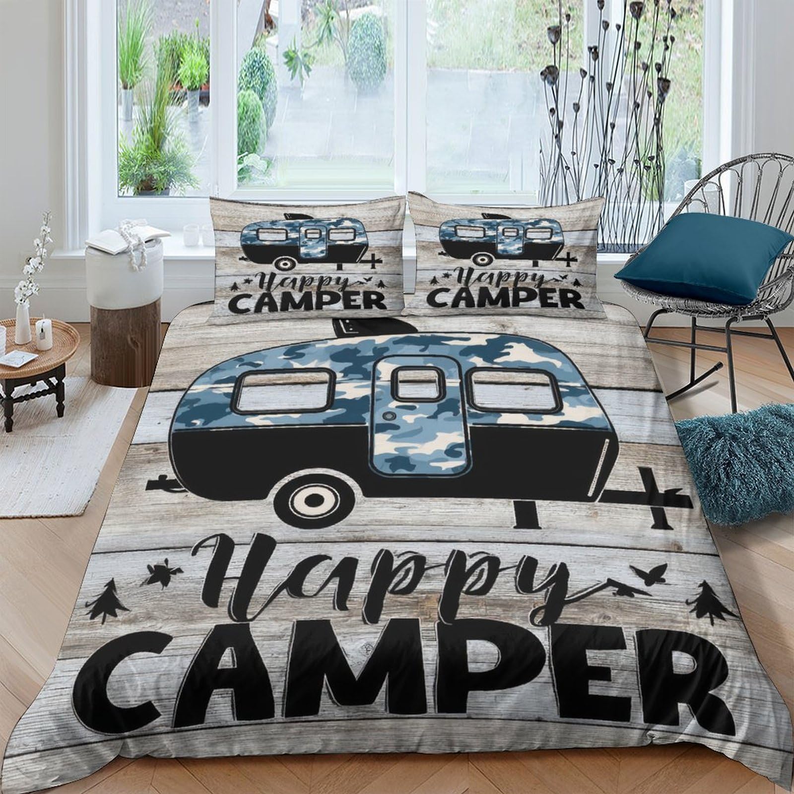 Ctjqhvkz Style-2 3D Printed Vintage Camper Fitted Sheet Microfiber Soft Retro Caravan Bed Cover For Bedroom Dorm Mattress Decor Single（135X200cm）