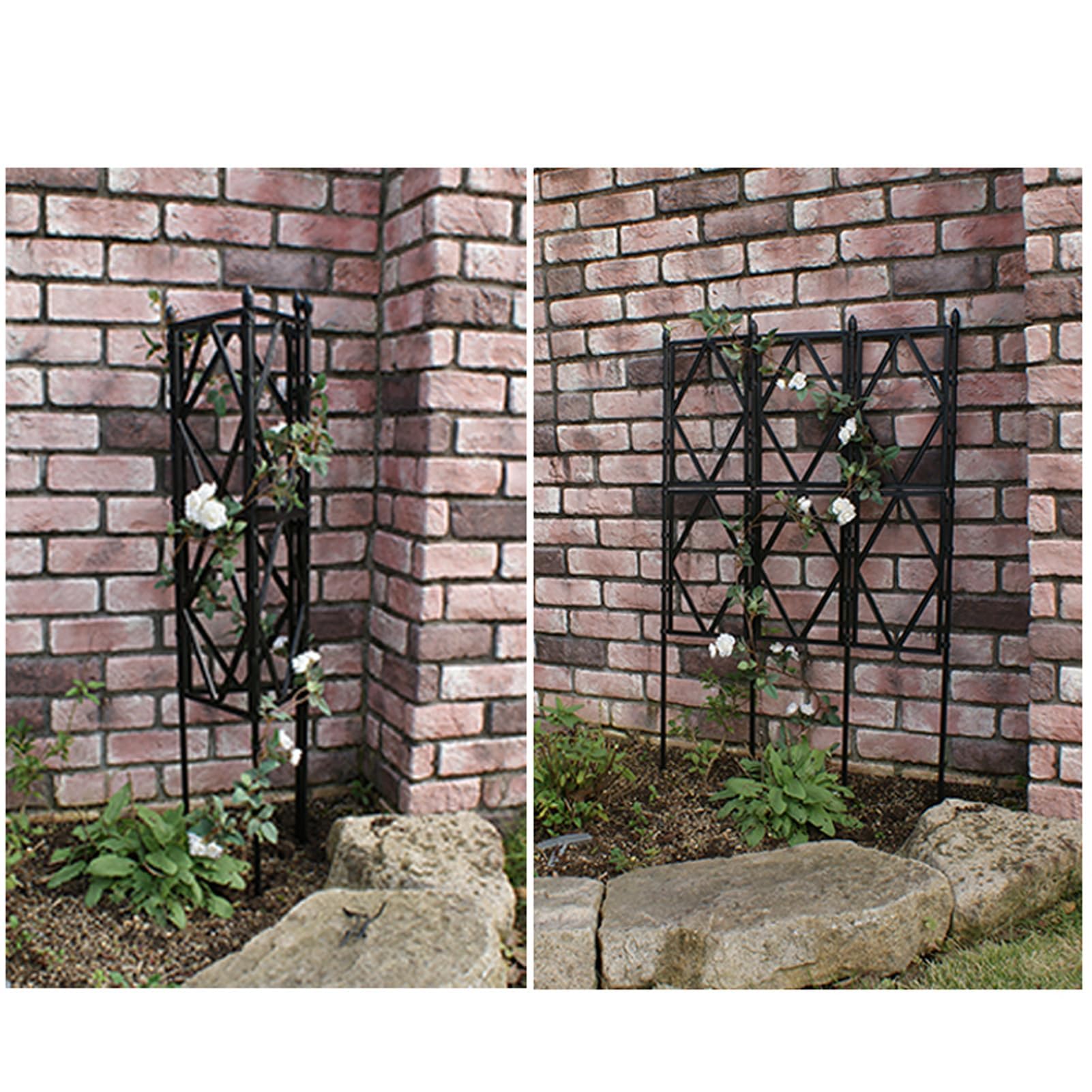 Rose Rankgitter Metall 3er Set,PP Resin Plastic Faltbares Design Hoch 220cm Rankhilfe Pergola für Rasen/Hinterhof/Terrasse Kletterrosenpflanzen Garten Decoration,Black-220 * 60cm(87 * 24in)