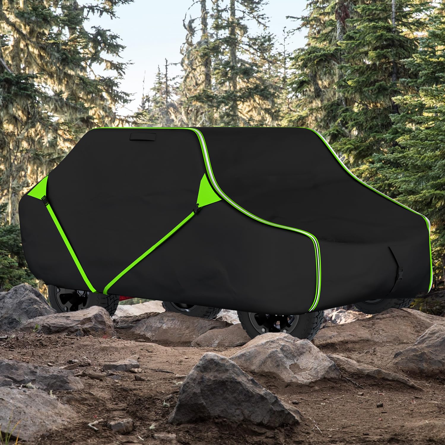 InTimesAuto 125 Inch UTV Cover for Polaris Ranger RZR, Can-Am Defender Maverick Commander, Yamaha Wolverine, Kawasaki Mule, Honda Pioneer, Black 600D Side by Side Cover Protection for 2-3 Seater UTV