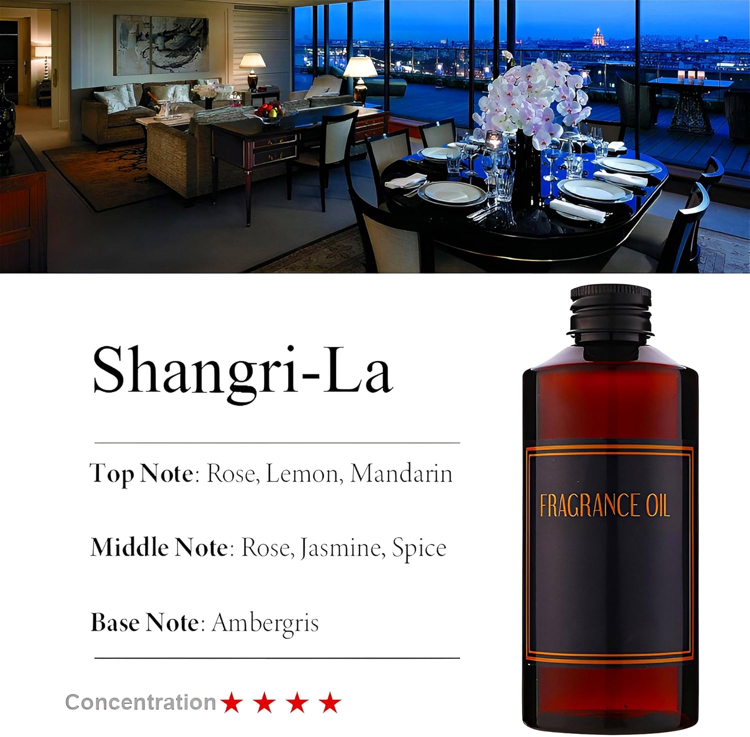 Hotel Collection Diffuser Oil, 200ml(6.76oz) Essential Oils for Aromatherapy, Long-Lasting Fragrance Oil with 5 Reed Sticks, Ideal for Room Fresheners, Home, SPA, Office, Gift(Shangri-La)