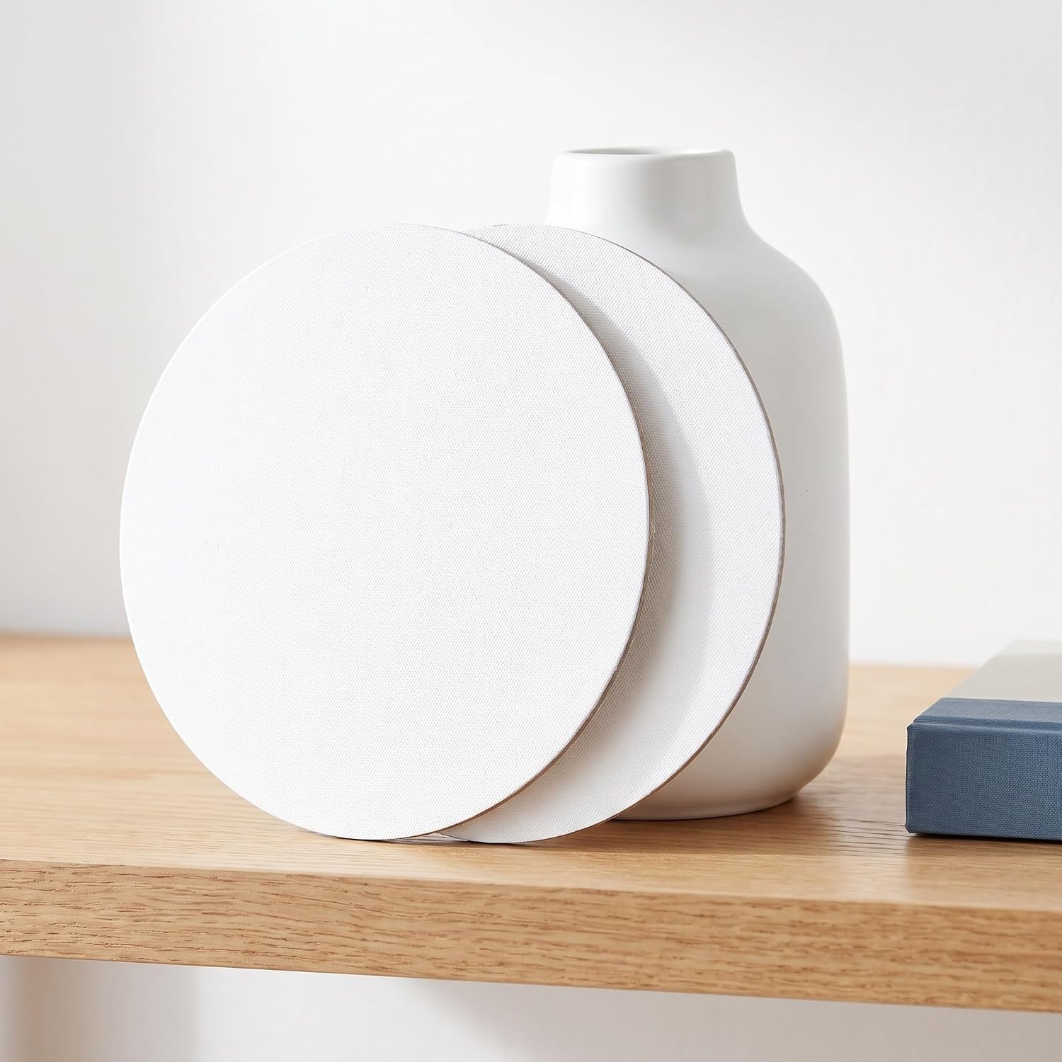 8pcs Round Canvas Boards for Beginners, White Blank Panels