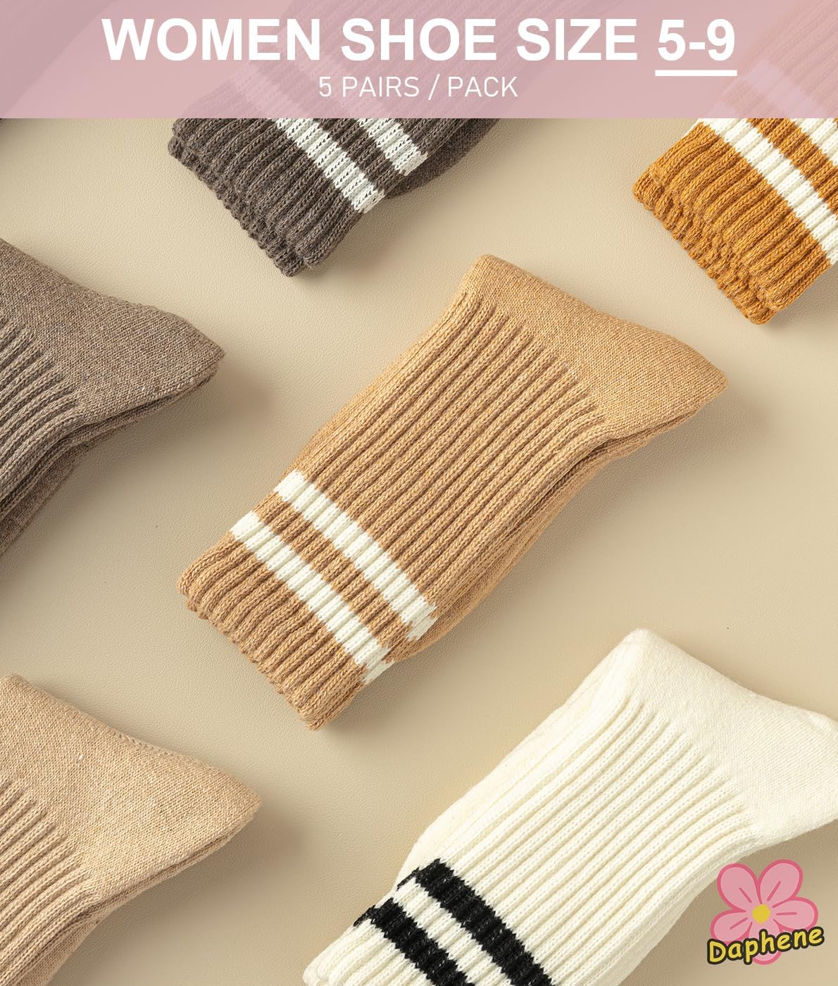 Daphene Women's Vintage Trendy Wool Socks | Fall Winter Thick Warm Ethnic Style | Holiday Gift Set | Trendy Comfortable - Image 3