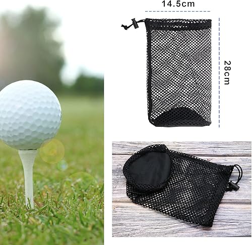 Miniatura 3 de SING F LTD Bolsa de almacenamiento para pelotas de golf, bolsa de malla de nailon para 48-56 pelotas - Cierre de cordón - Negro