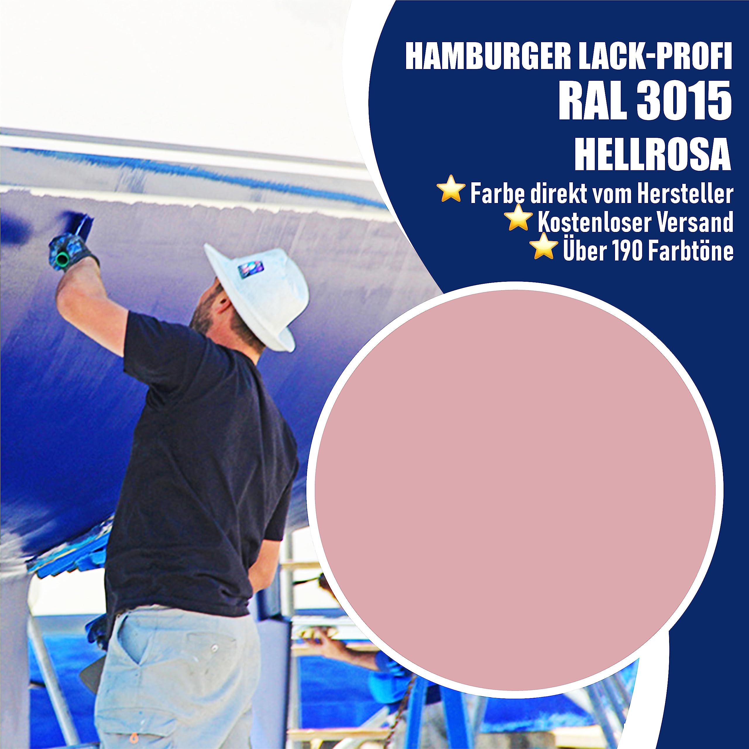 Hamburger Lack-Profi Bootslack GLÄNZEND für Holz und Metall Hellrosa RAL 3015 Rosa Yachtlack Yachtfarbe Bootsfarbe