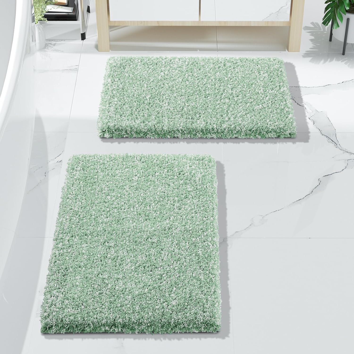 Amazon.com: Yimobra Fluffy Bath Rug Set,Shaggy Soft Non Slip Bathroom ...