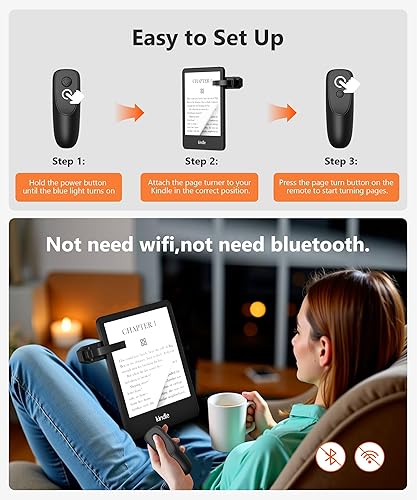 Miniatura 2 de Turner de páginas con control remoto para Kindle Paperwhite Kobo eReaders, Page Turner Clicker con control remoto inalámbrico compatible con iPad,