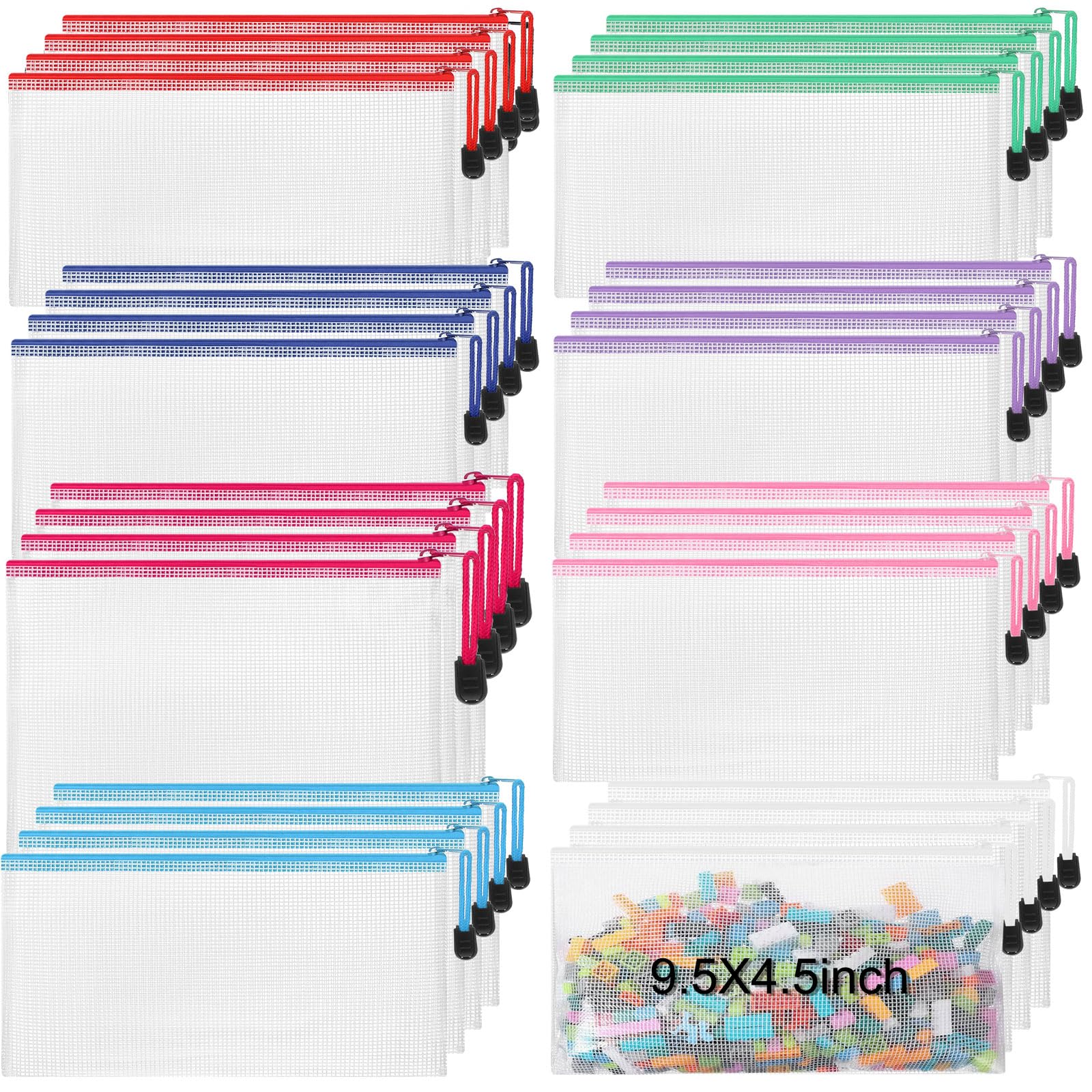 Jetec 32 Pcs Mesh Zipper Bags Bikini Organizer,Classic Color,9.5 x 4.5 Inch