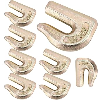 ZOENHOU 8 PCS 3/8 Inch 6600 Lbs Weld Hooks, Heavy Duty Forged Grab Hook, Weldable Tractor Hooks for Tractor Bucket Trailer Truck Rigging