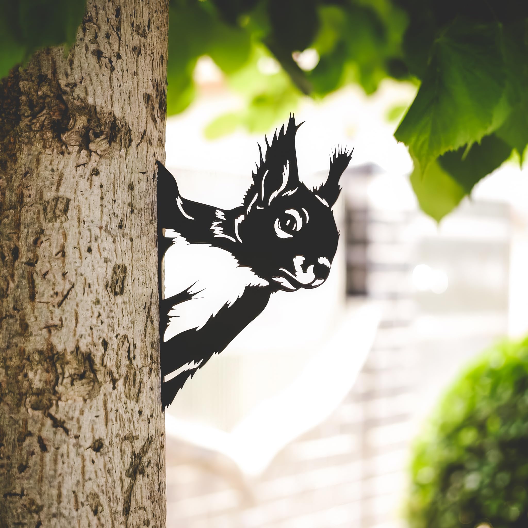 Spiedino albero, Scoiattolo in nero opaco - Decorazione da giardino per esterni in resistente acciaio. Bella decorazione da giardino, unico e durevole scoiattolo.