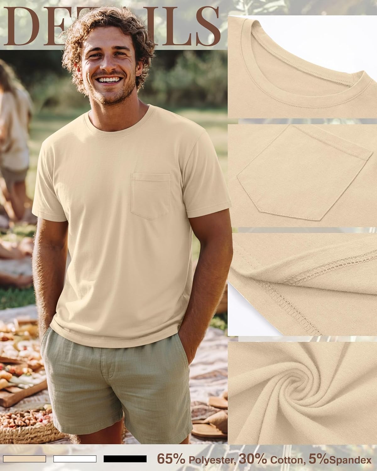 Ficerd 3 Pack Men's Big and Tall T-Shirt, Short Sleeve Pocket Basic Tee Crew Neck Lightweight Tops Solid Loose Fit Shirts - Image 6