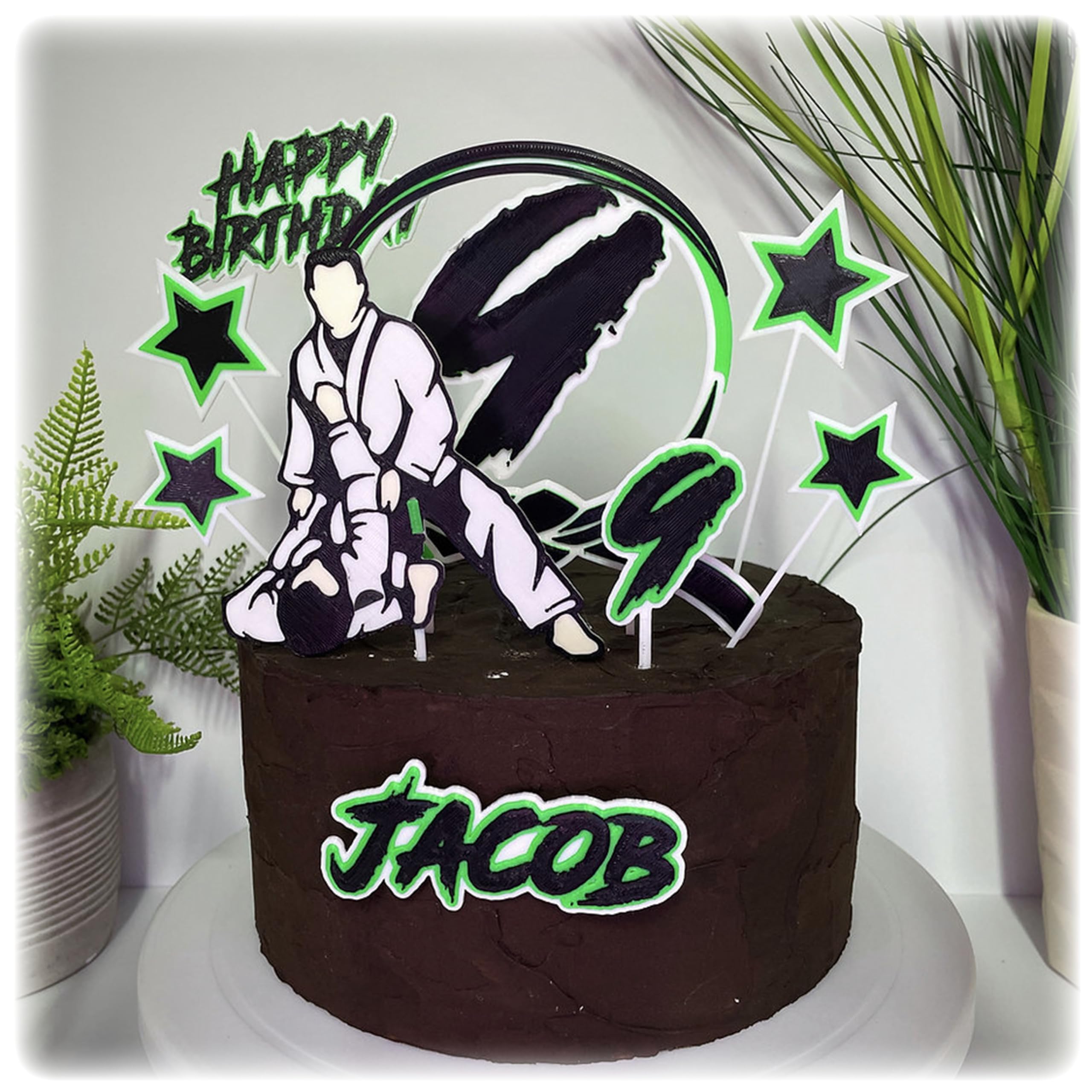 Martial Arts Birthday Cake Topper Kit, 18 cm, Customisable Name and Age & Colour (Kit 1)