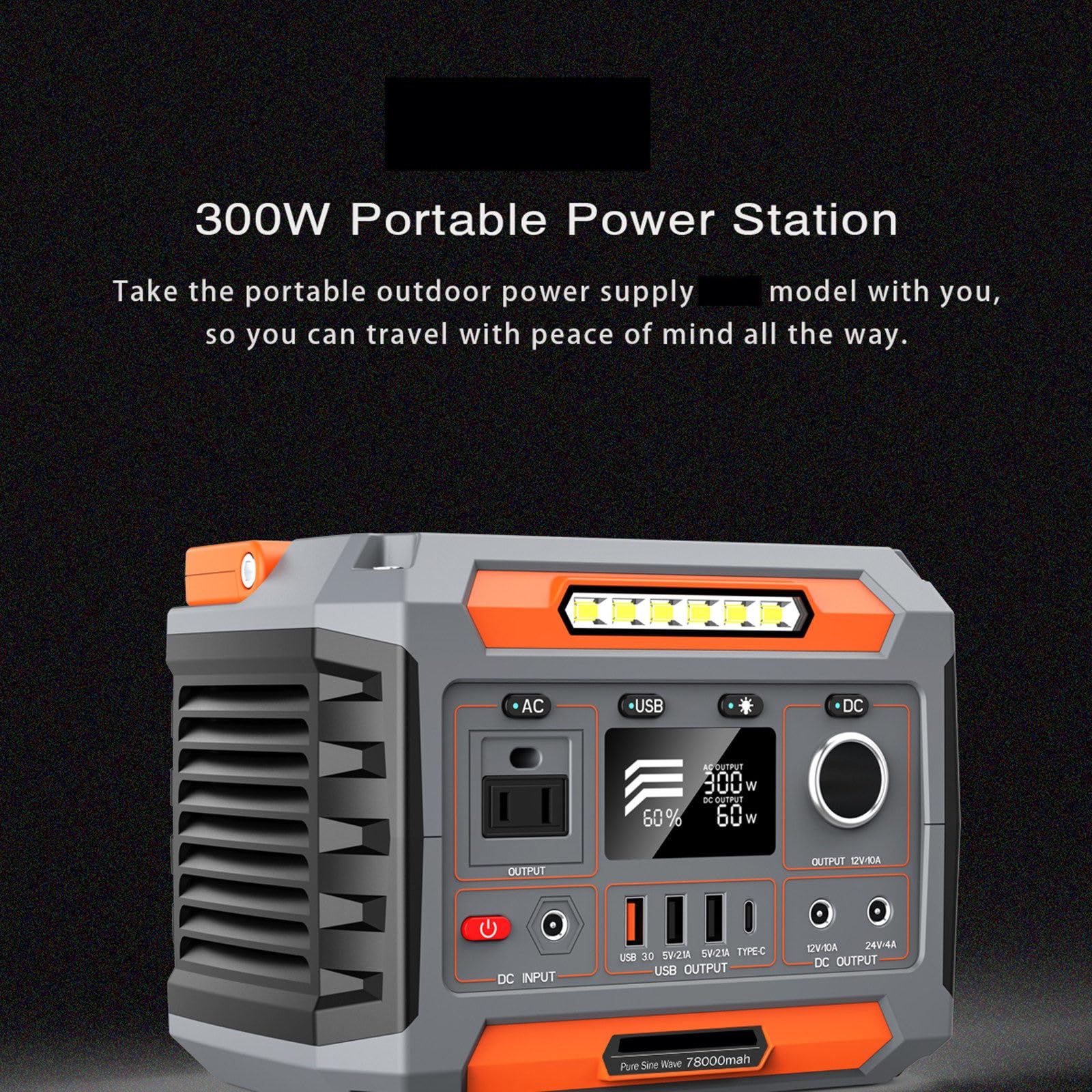 Estación de carga de emergencia de 300 W para El hogar, Fuente de alimentación de emergencia portátil para exteriores con conducción autónoma, almacenamiento de energía móvil