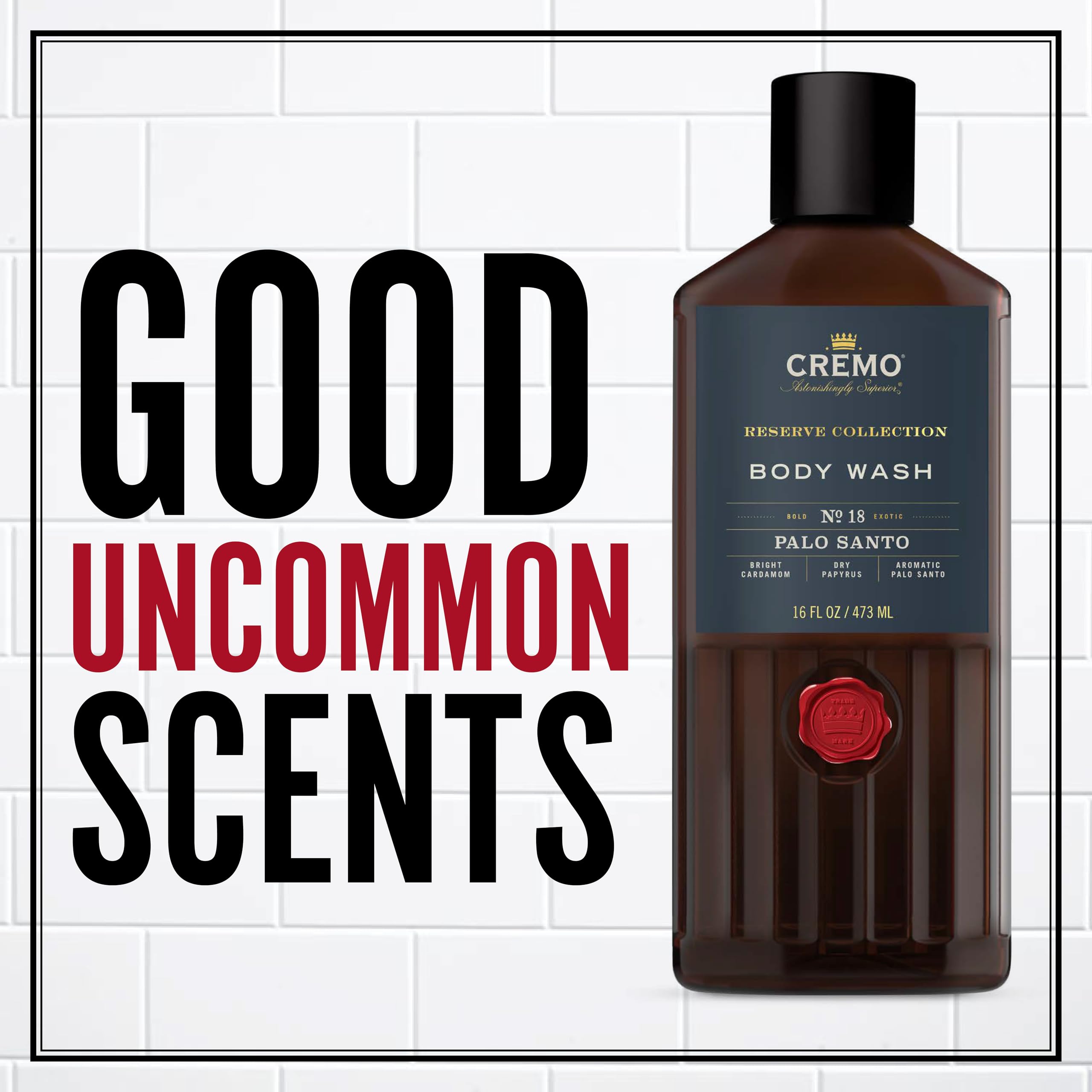 CREMO RESERVE COLLECTION GEL DOUCHE - PALO SANTO- PARFUM SUBTIL & LUXUEUX - 473ml Gel douche pour homme spécial soin du corps