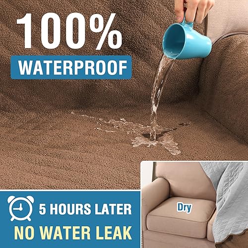 Miniatura 2 de H.VERSAILTEX Fundas de sofá acolchadas impermeables y antideslizantes, fundas protectoras para perros, fundas para sofá de 3 cojines, protector de