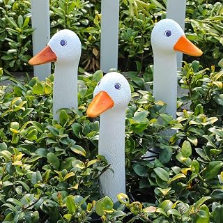 Suzile 1 Piece Porch Goose Statue Goose Decorative Garden Stake Funny Porch Goose Resin Garden Lawn Yard Decor Gifts for Home Outdoor Patio