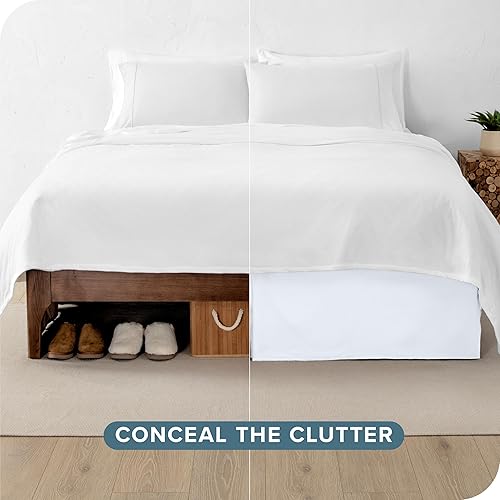 Miniatura 3 de Bare Home - Falda de cama de microfibra de alta calidad, Microfibra, Blanco cool, gemelo