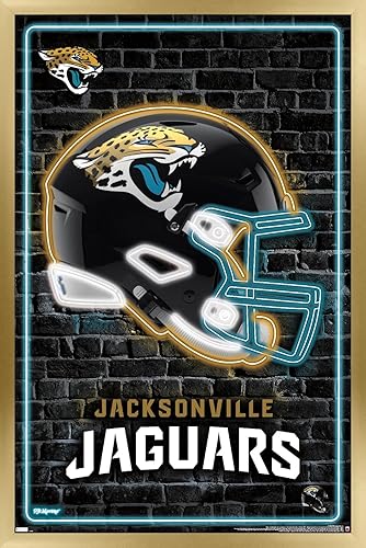 Miniatura 17 de Trends International NFL Jacksonville Jaguars - Póster de pared con casco neón 23, 22.4 pulgadas de largo x 14.7 pulgadas, versión enmarcada