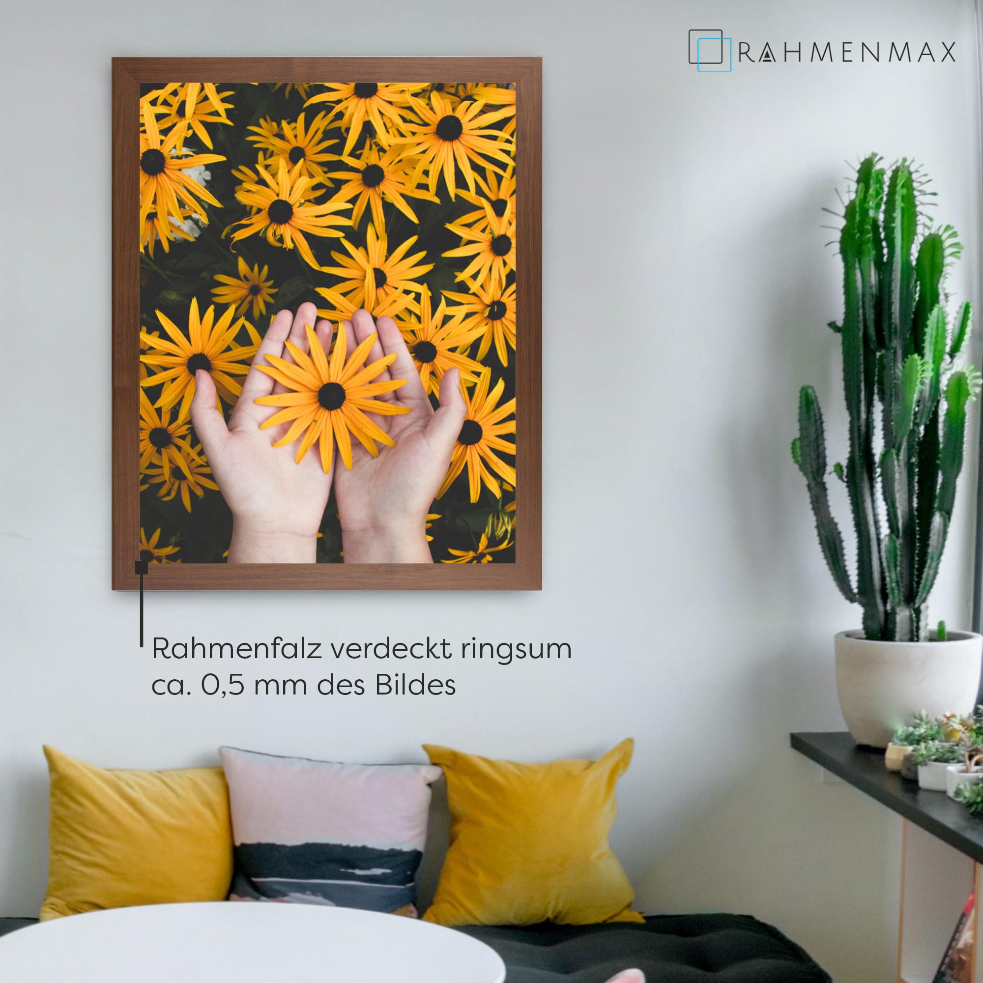 Morena MDF Rahmen für Bild 72x78cm Nussbaum Dunkel mit Acrylglas | zum Aufhängen Hoch- und Querformat/Maßanfertigung möglich/Puzzle Rahmen/mit 1mm klarem Acrylglas