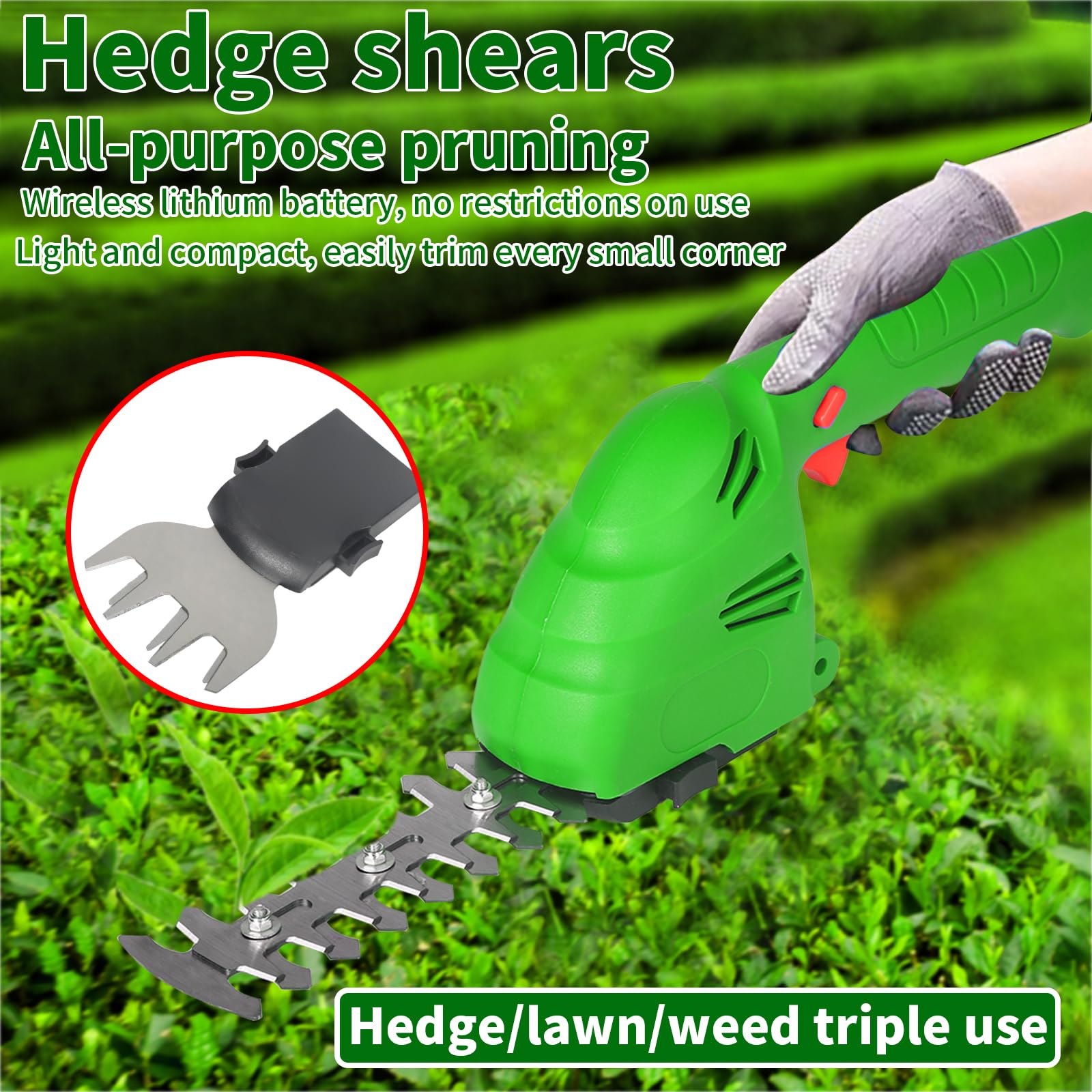 2 in 1 Kabellose Grasschere, Akku Gras und Strauchschere, Schnurlose Elektrische Heckenschere Wiederaufladbar Strauch Jäten Rasenmäher Gartengeräte für Garten und Höfe(EU)