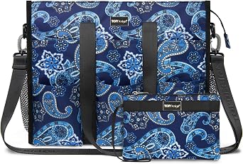 TOPDesign Utility Water Resistant Tote Bag with 22 Pockets, Top Zipper Closure & Thick Bottom Support, for Working Women