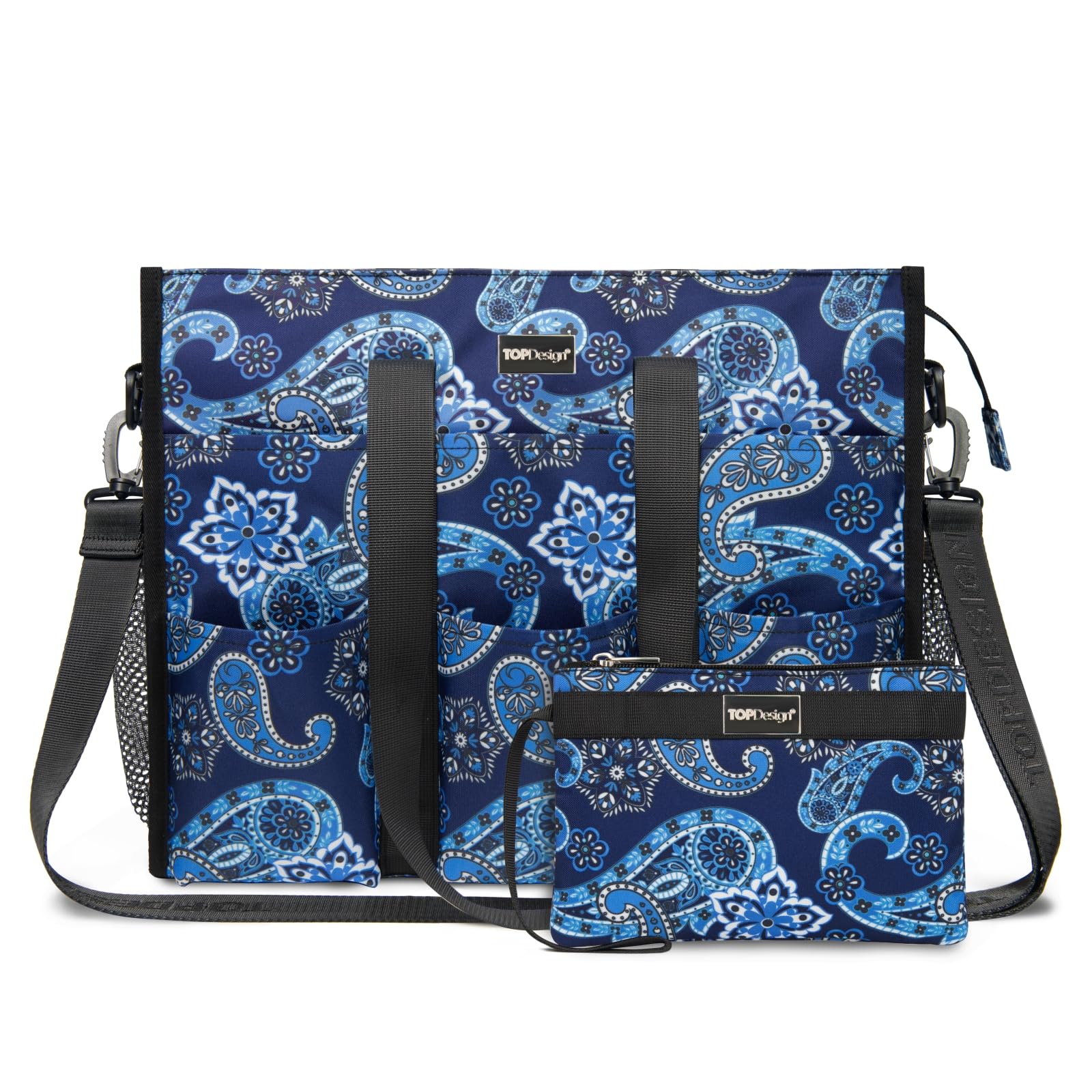 TOPDesign Utility Water Resistant Tote Bag with 22 Pockets, Zipper Closure