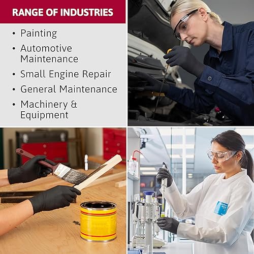 Miniatura 3 de Microflex Onyx N64 - Guantes desechables de nitrilo para examen de automoción, fabricación de metal con puntas de los dedos texturizadas, talla L,