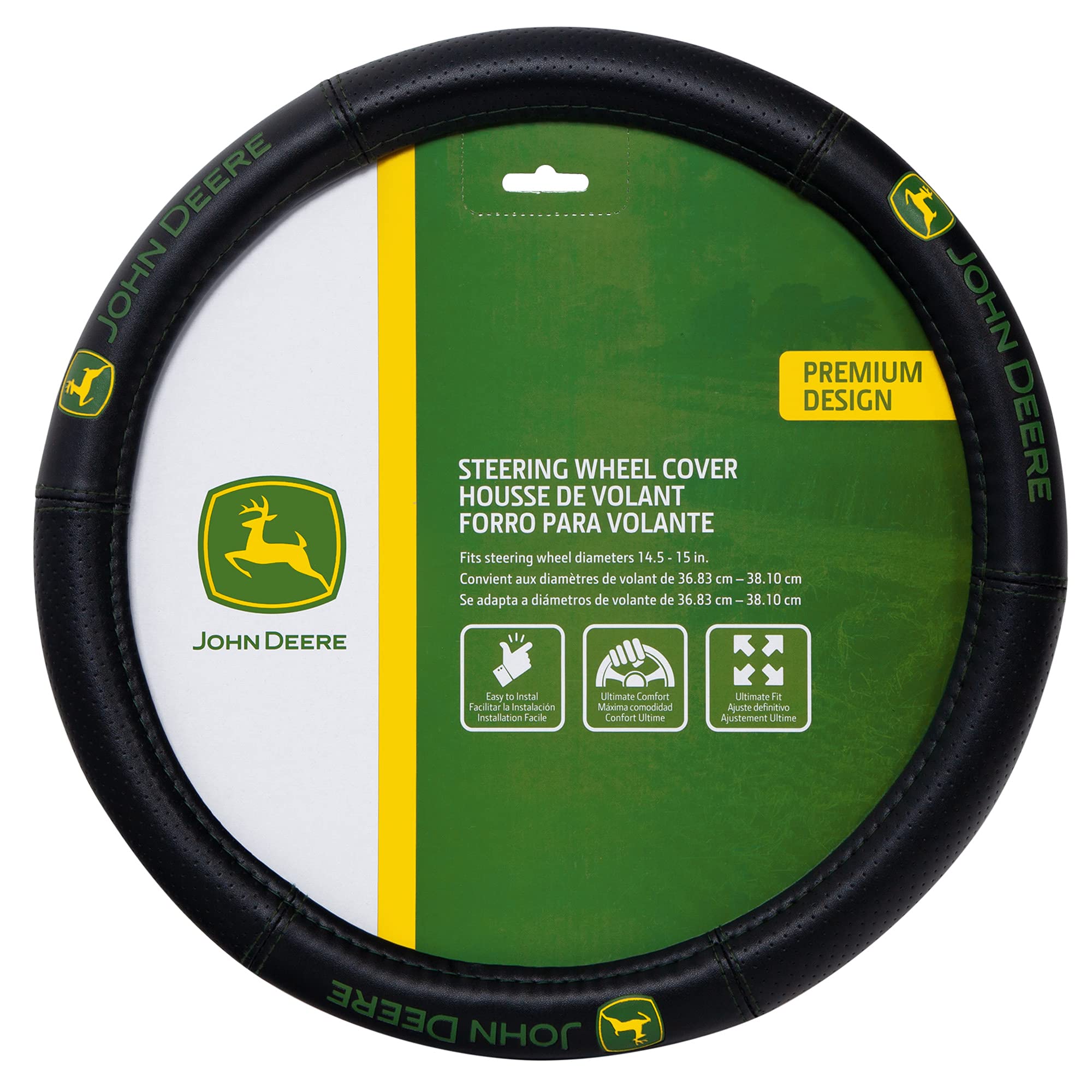 Plasticolor 006713R01 John Deere Deluxe Hi-Contrast Stitched Steering Wheel Cover