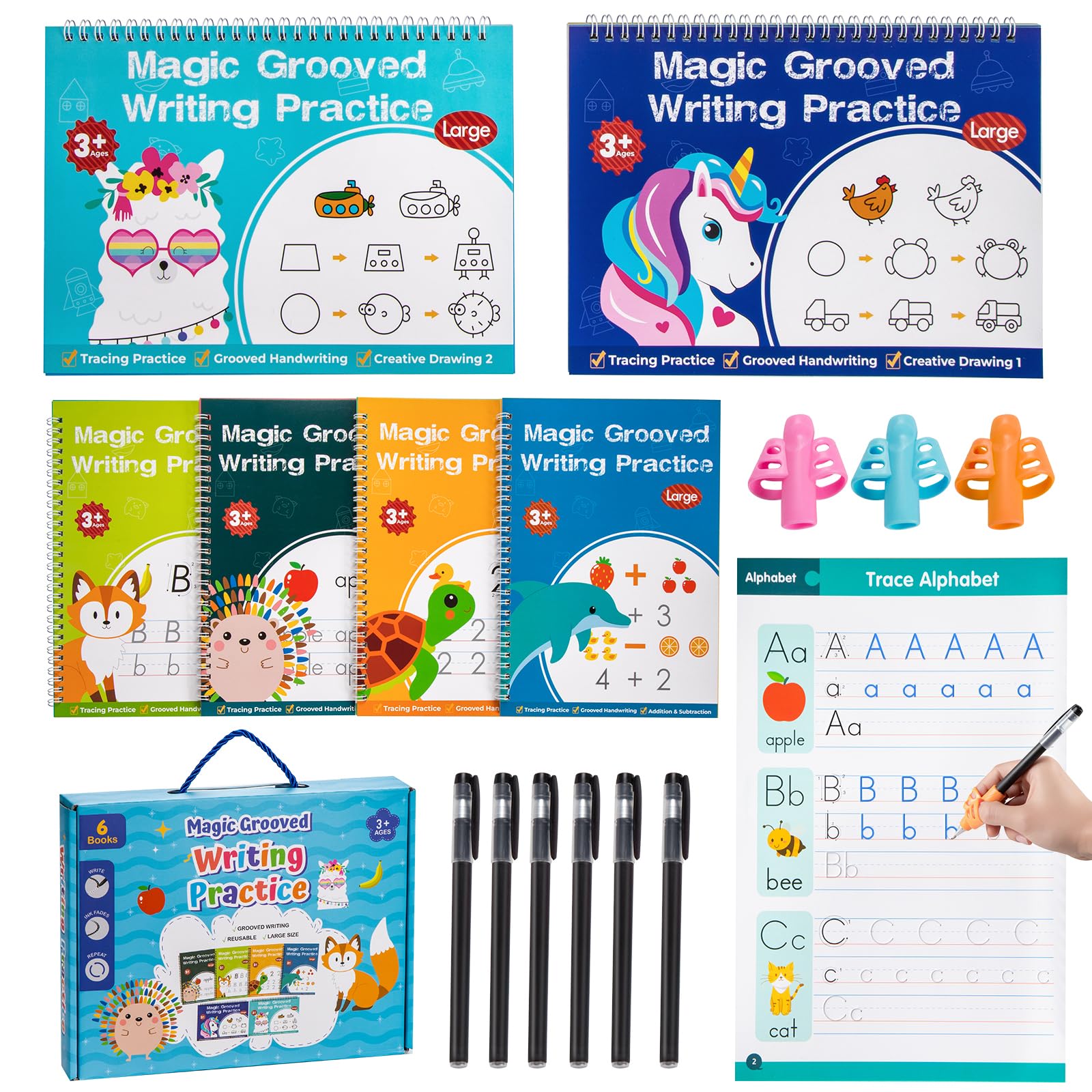 - Magic Grooved Writing Practice, Tiny Thinkers Reusable Indented Handwriting Practice for Kids 3-5, Your Little Explorer Writing Tracetrek Workbooks Children Set Age 6-8 for Preschool & Kindergarten