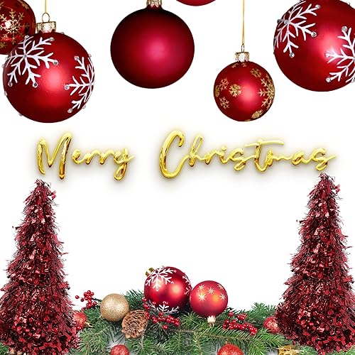 Miniatura 6 de KRE - Árboles de oropel en forma de cono rojo con purpurina de Navidad, 10 pulgadas, viene con un extra de suministros de decoración Jedsar para