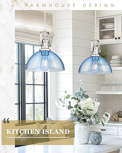 Vista 56 de AD-22151-1P-BK - Luces colgantes negras para isla de cocina, 7.5 pulgadas con pantalla de vidrio sembrado transparente, lámparas colgantes vintage