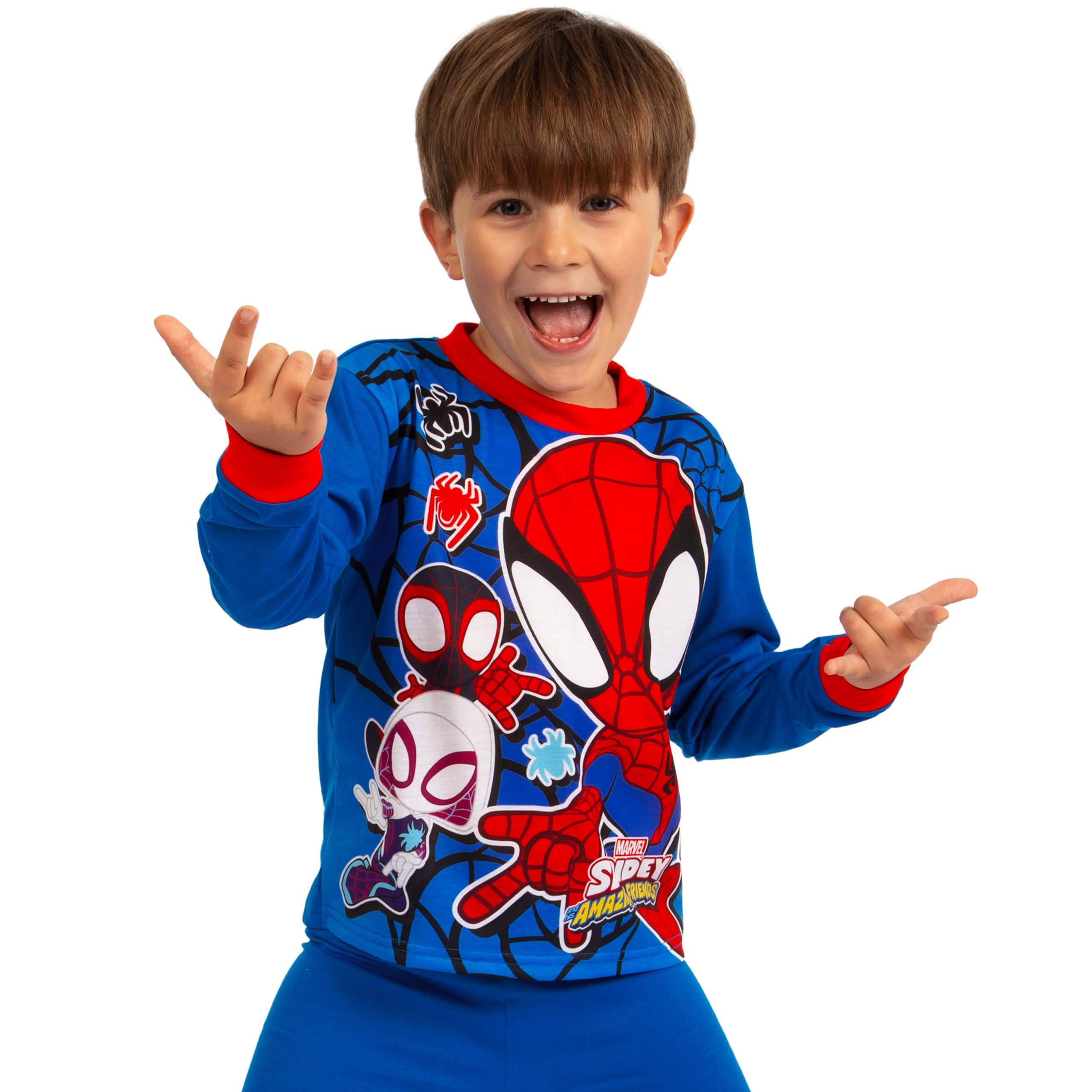 Marvel Pyjama Spiderman pour Enfants | Pyjamas pour Enfants | Vêtements de Nuit d'hiver pour garçons | Ensemble de Nuit pour garçons | 2 à 8 Ans