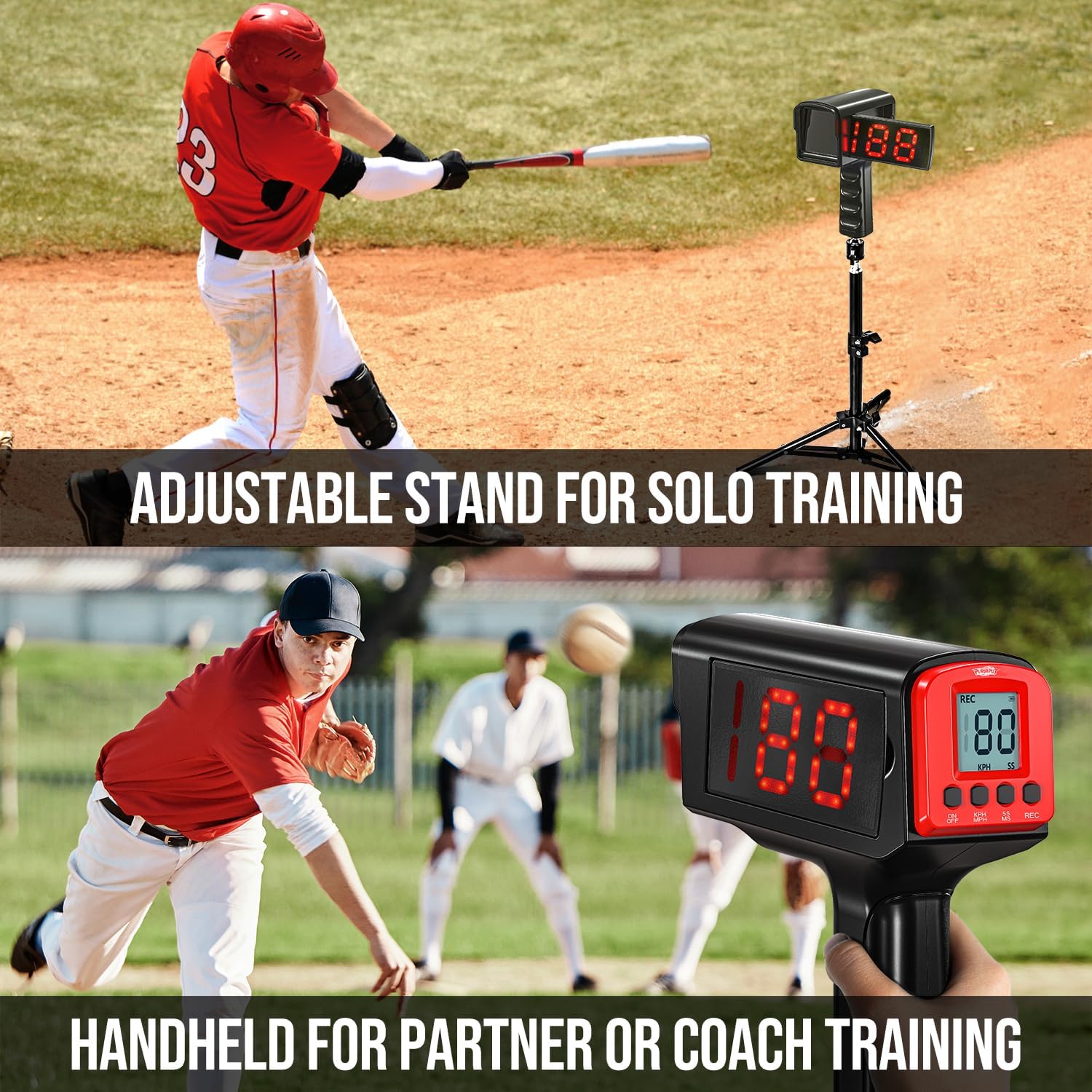 2 in 1 Baseball Rebouder Net & Radar Gun Combo Set for Baseball Softball, Improve Pitching,Hitting,Fielding Accuracy and Speed,Pitching Net & Baseball RadarTraining Equipment for All Players